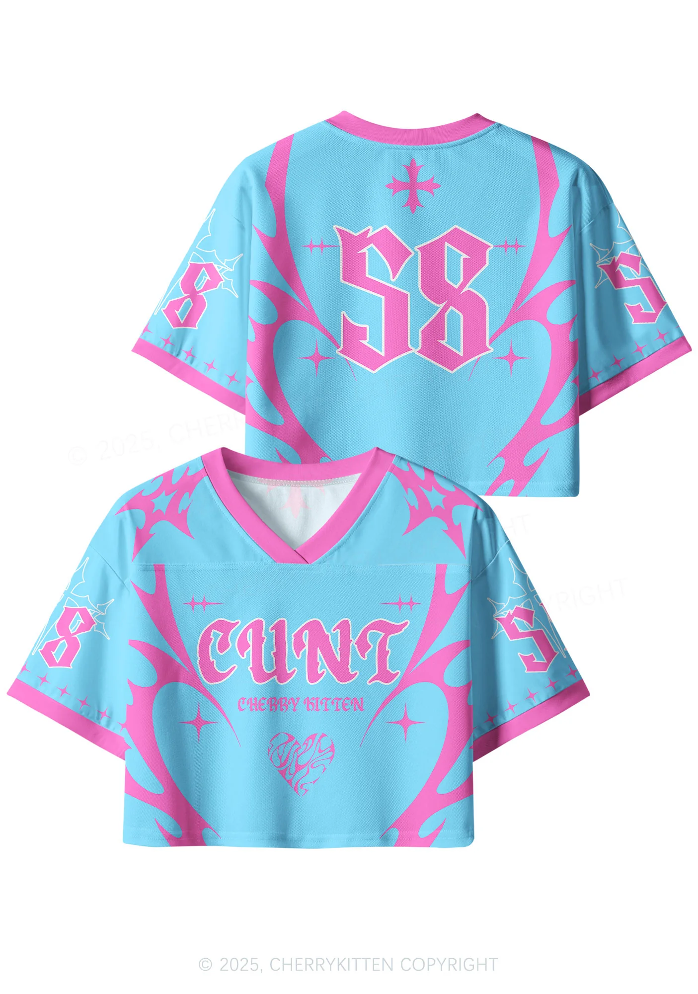 Custom Blue Star Cxxt Y2K Crop Sport Jersey Shirts Cherrykitten - Image 3
