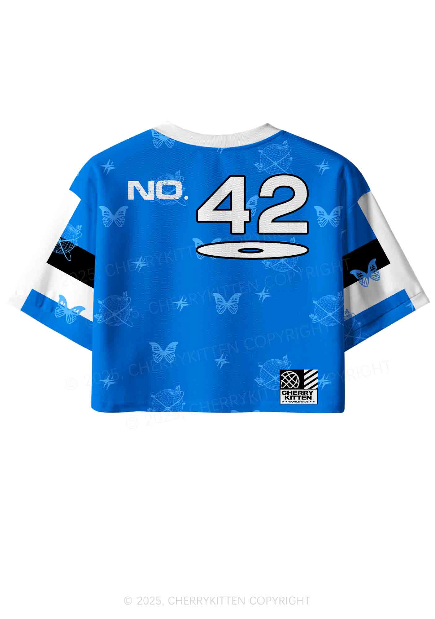 Custom Blue Techno Girls Y2K Crop Sport Jersey Shirts Cherrykitten - Image 3