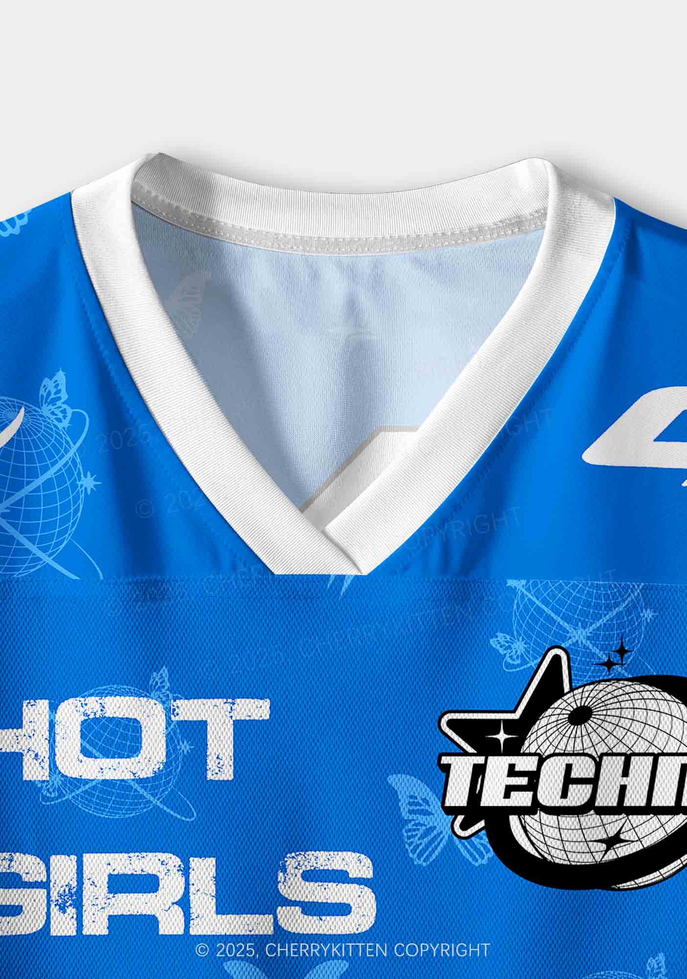 Custom Blue Techno Girls Y2K Crop Sport Jersey Shirts Cherrykitten - Image 4