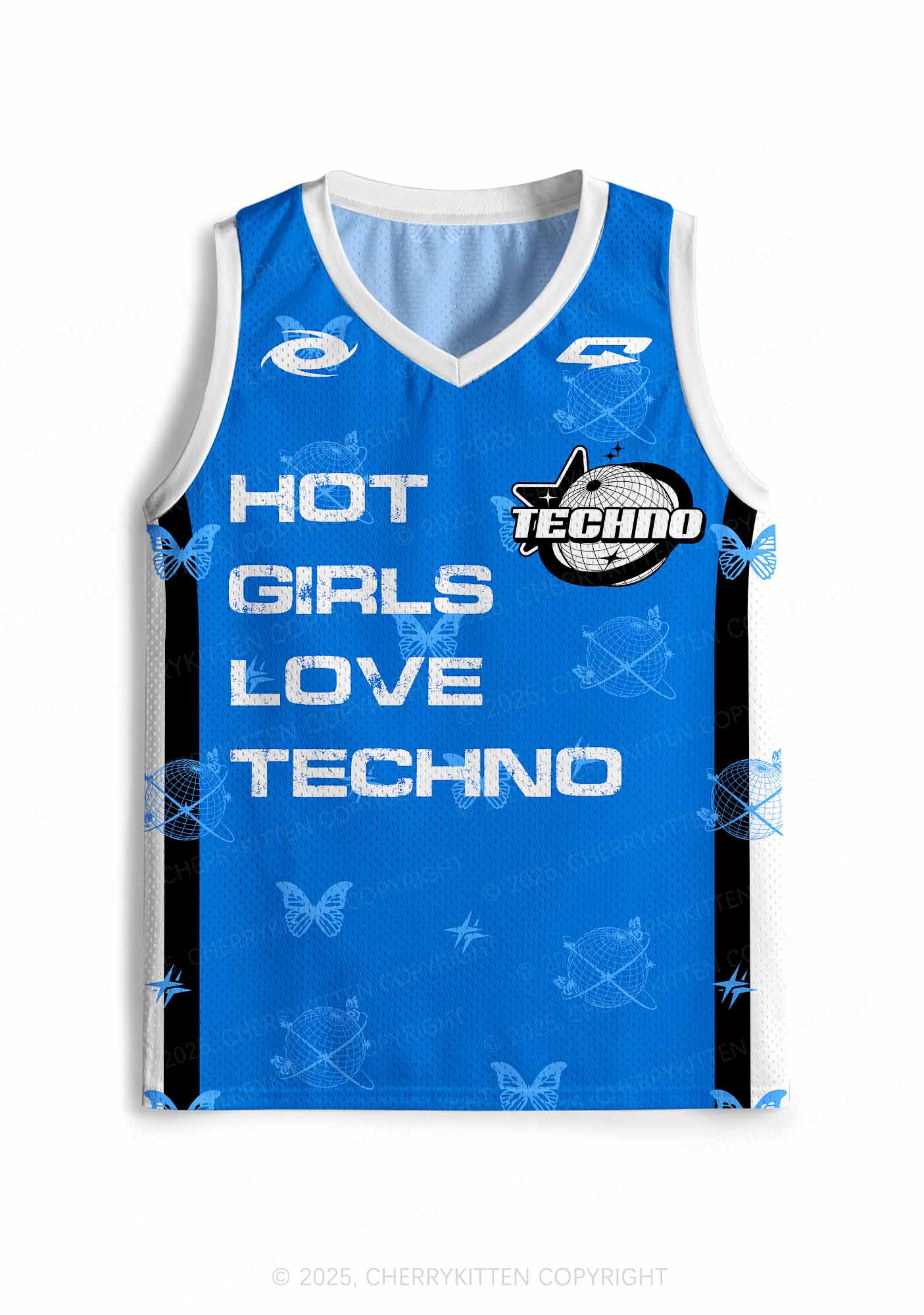 Custom Blue Techno Girls Y2K Sport Jersey Tank Cherrykitten - Image 2