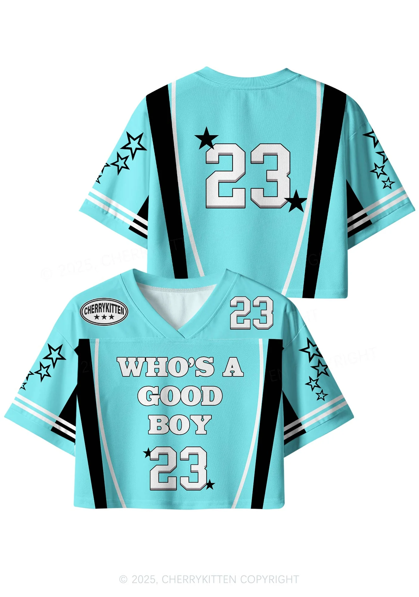 Custom Blue Whos A Good Boy Y2K Crop Sport Jersey Shirts Cherrykitten - Image 3