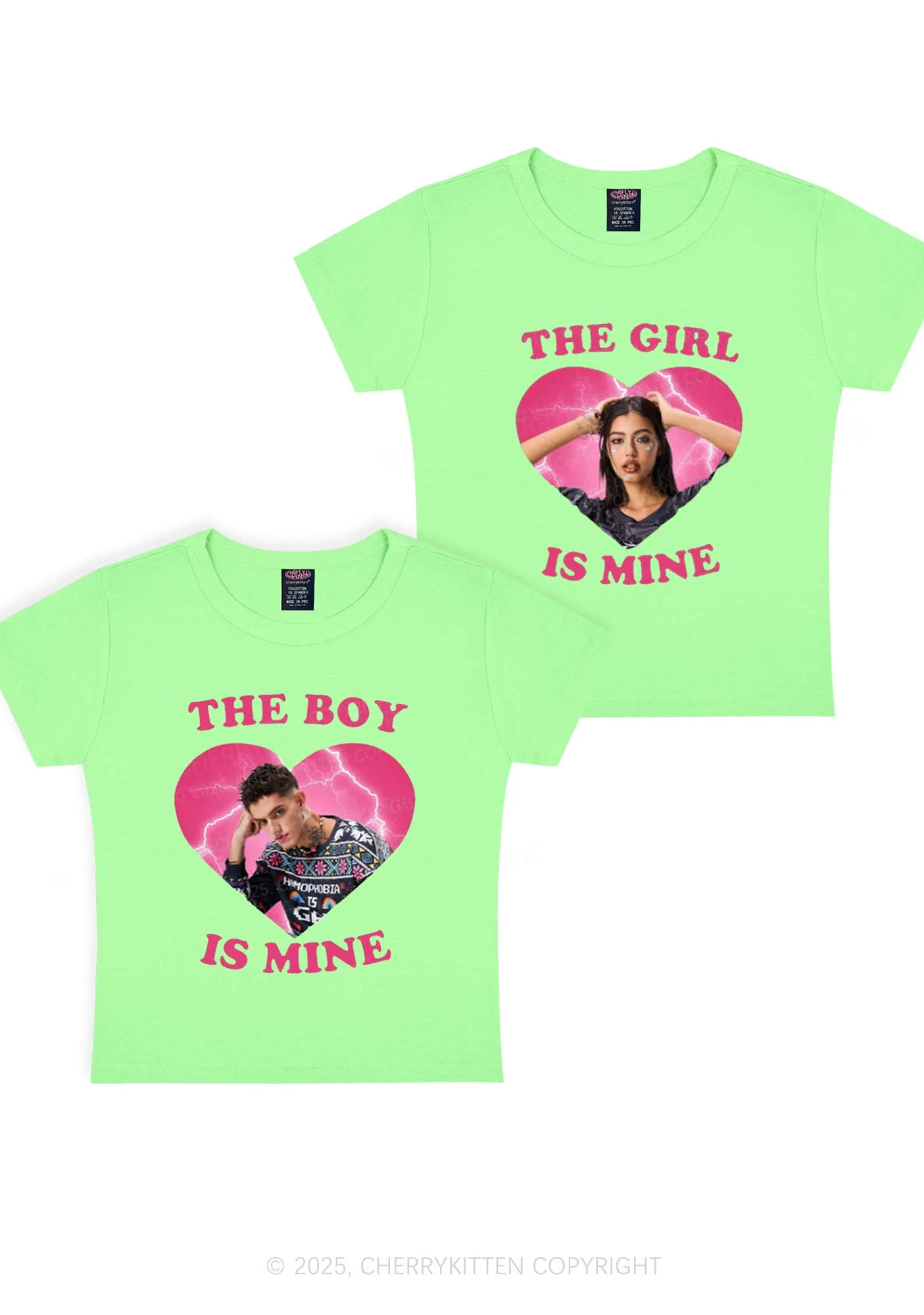 Custom Boy Girl Is Mine Y2K Valentine's Day Baby Tee Cherrykitten - Image 11