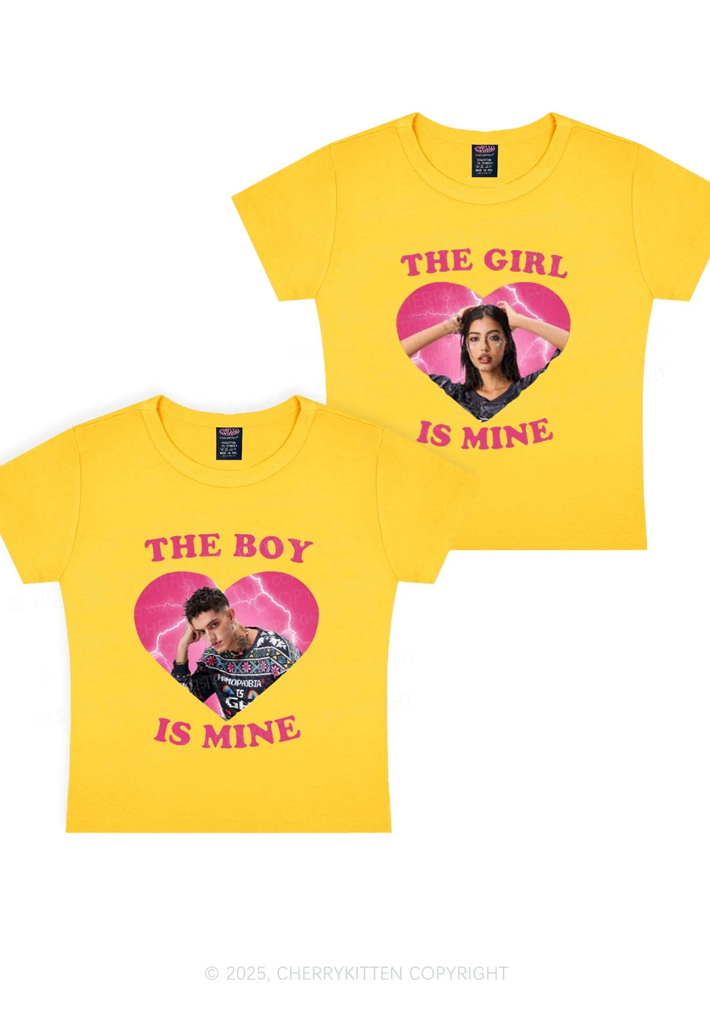 Custom Boy Girl Is Mine Y2K Valentine's Day Baby Tee Cherrykitten - Image 7