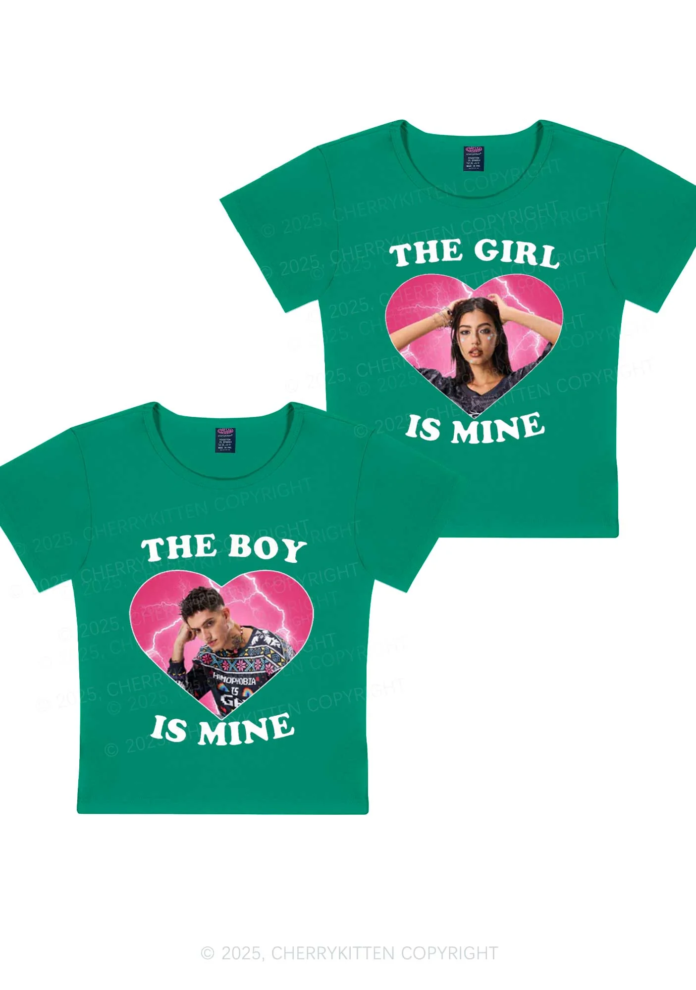 Custom Boy Girl Is Mine Y2K Valentine's Day Baby Tee Cherrykitten - Image 8