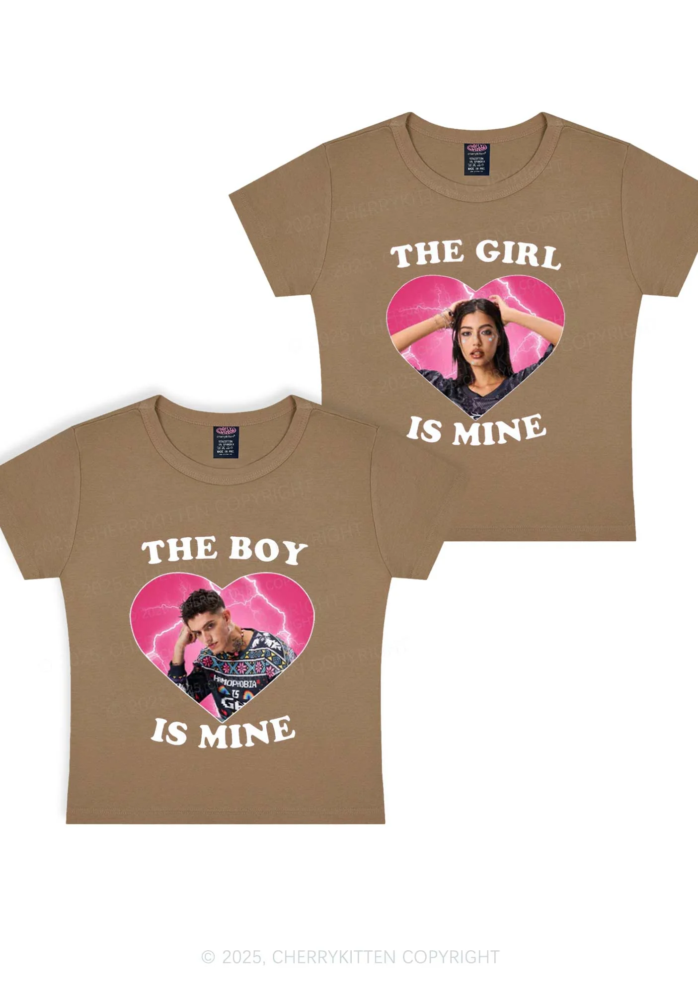 Custom Boy Girl Is Mine Y2K Valentine's Day Baby Tee Cherrykitten - Image 9