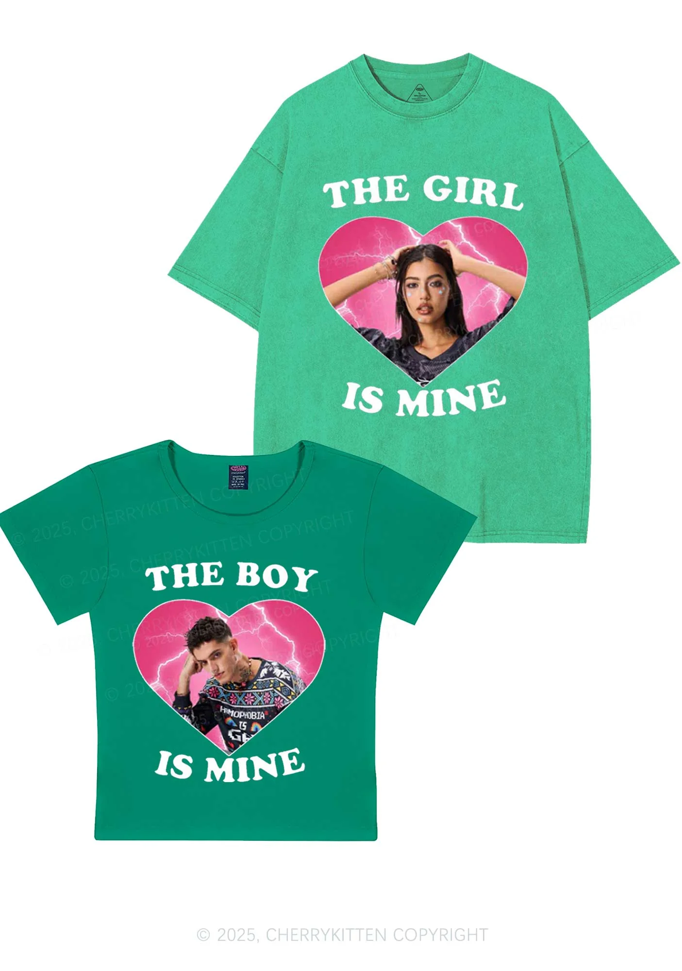 Custom Boy Girl Is Mine Y2K Valentine's Day Couple Shirt Cherrykitten - Image 10