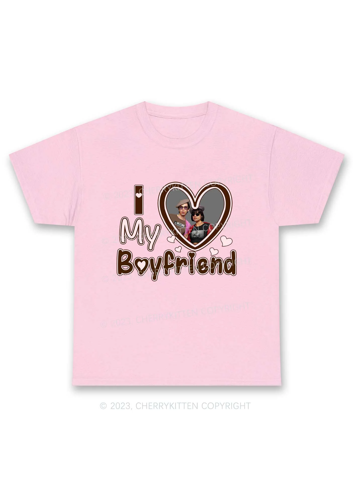Custom Boyfriend&Girlfriend Brown Heart Chunky Shirt - Image 3