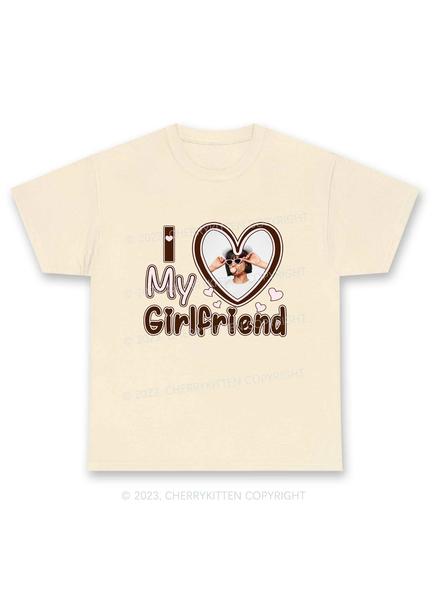Custom Boyfriend&Girlfriend Brown Heart Chunky Shirt - Image 4