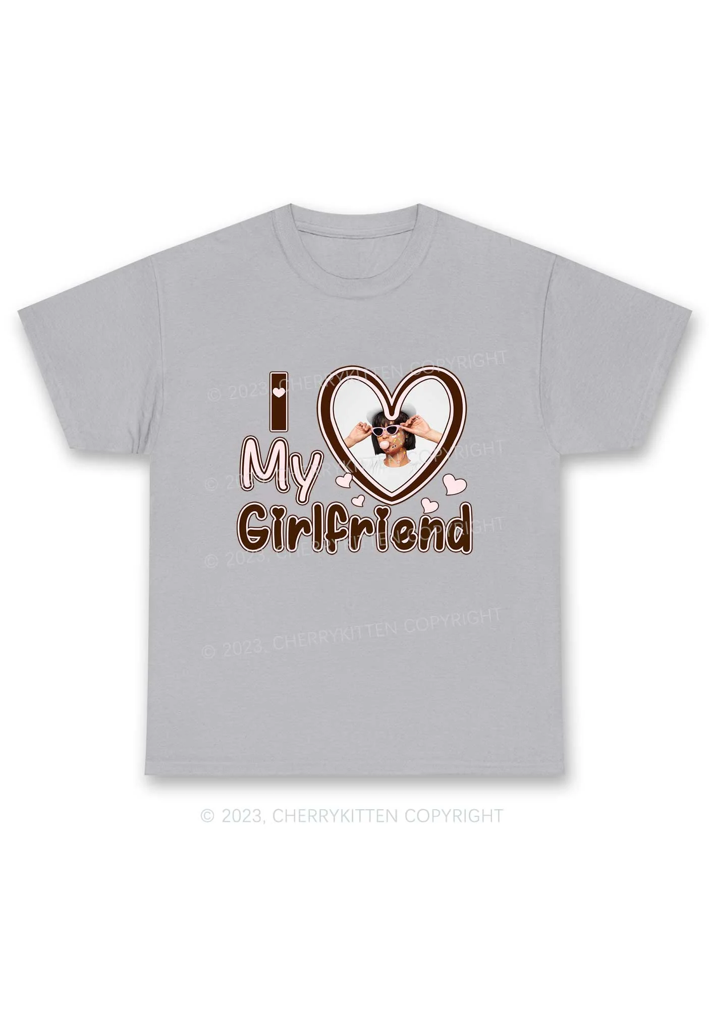 Custom Boyfriend&Girlfriend Brown Heart Chunky Shirt - Image 6
