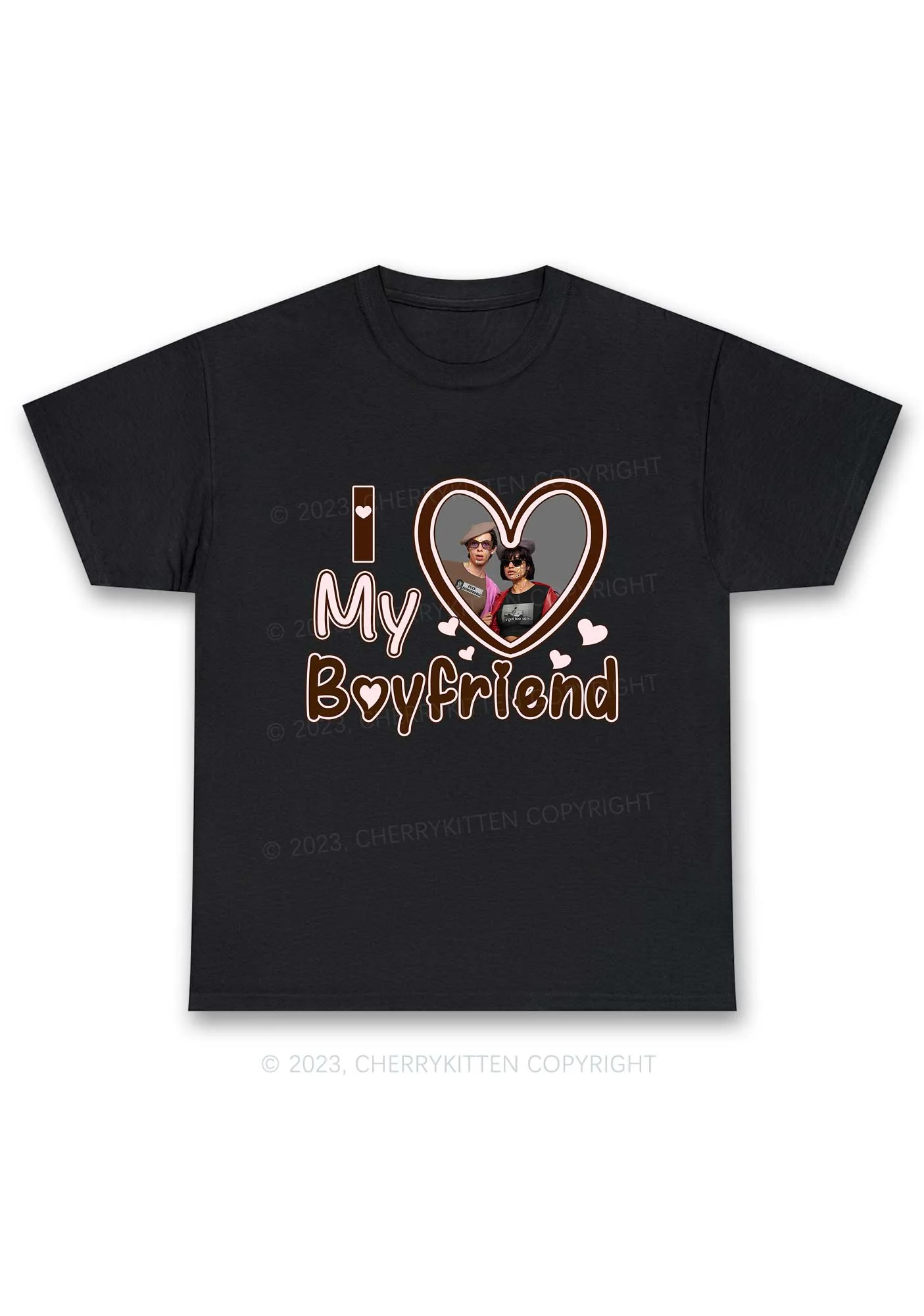 Custom Boyfriend&Girlfriend Brown Heart Chunky Shirt - Image 8