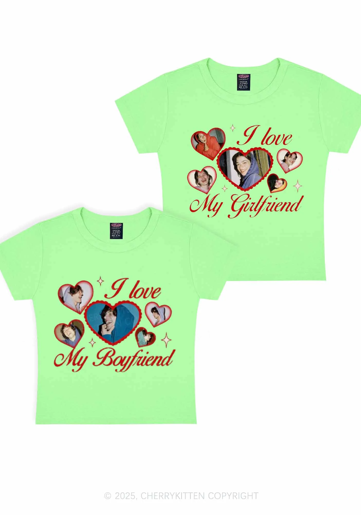 Custom Boyfriend Girlfriend Photos Y2K Valentine's Day Baby Tee Cherrykitten - Image 11