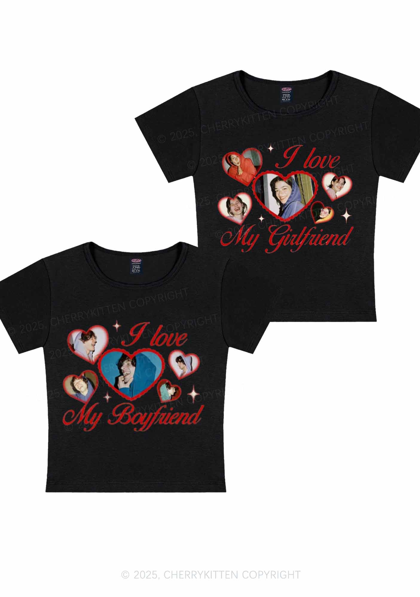 Custom Boyfriend Girlfriend Photos Y2K Valentine's Day Baby Tee Cherrykitten - Image 2