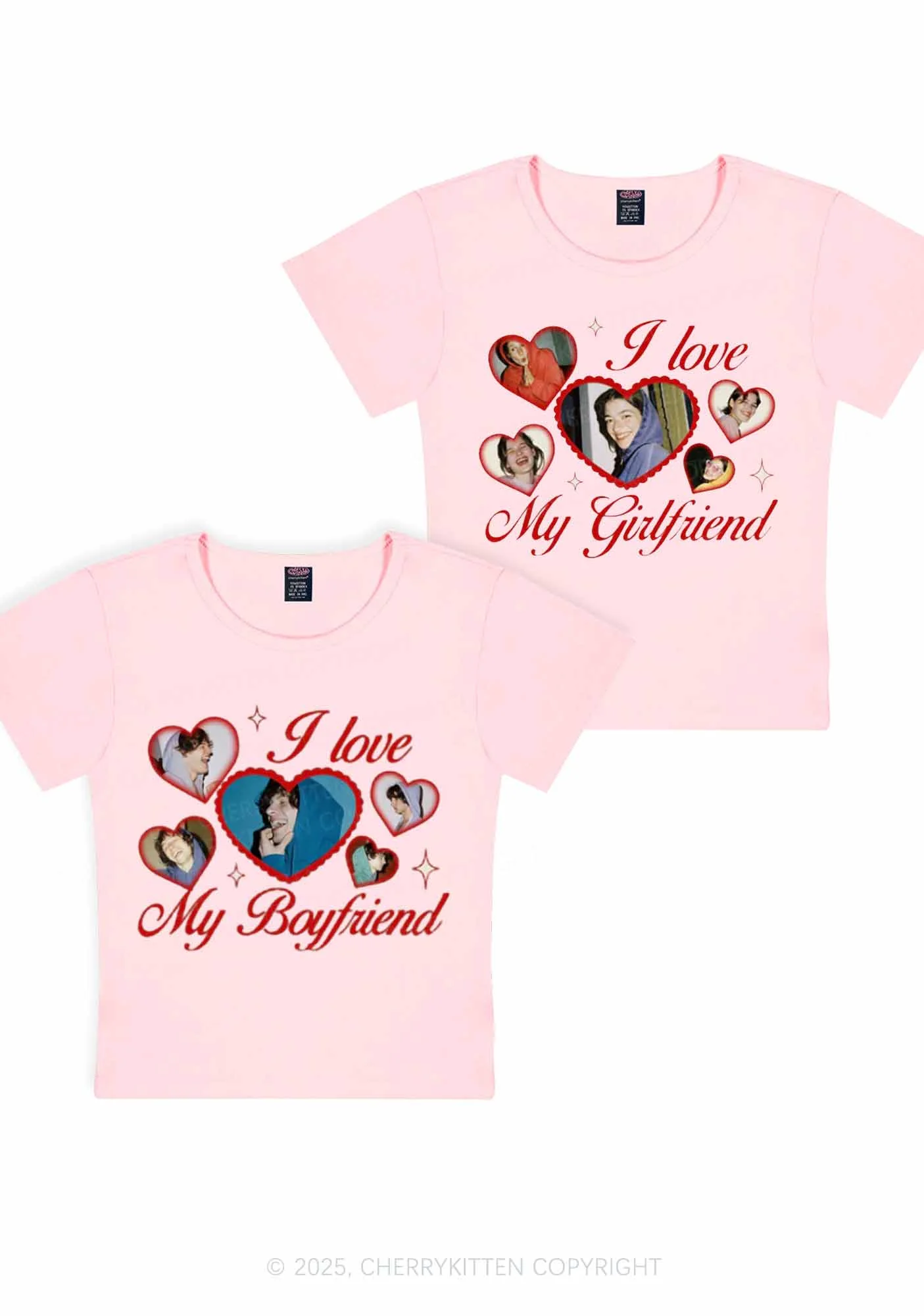 Custom Boyfriend Girlfriend Photos Y2K Valentine's Day Baby Tee Cherrykitten - Image 3