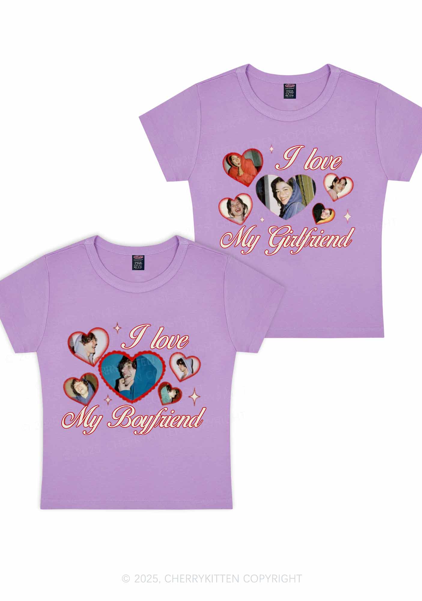 Custom Boyfriend Girlfriend Photos Y2K Valentine's Day Baby Tee Cherrykitten - Image 5