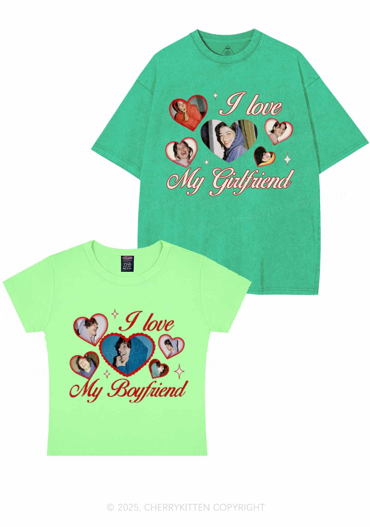 Custom Boyfriend Girlfriend Photos Y2K Valentine's Day Couple Shirt Cherrykitten - Image 11