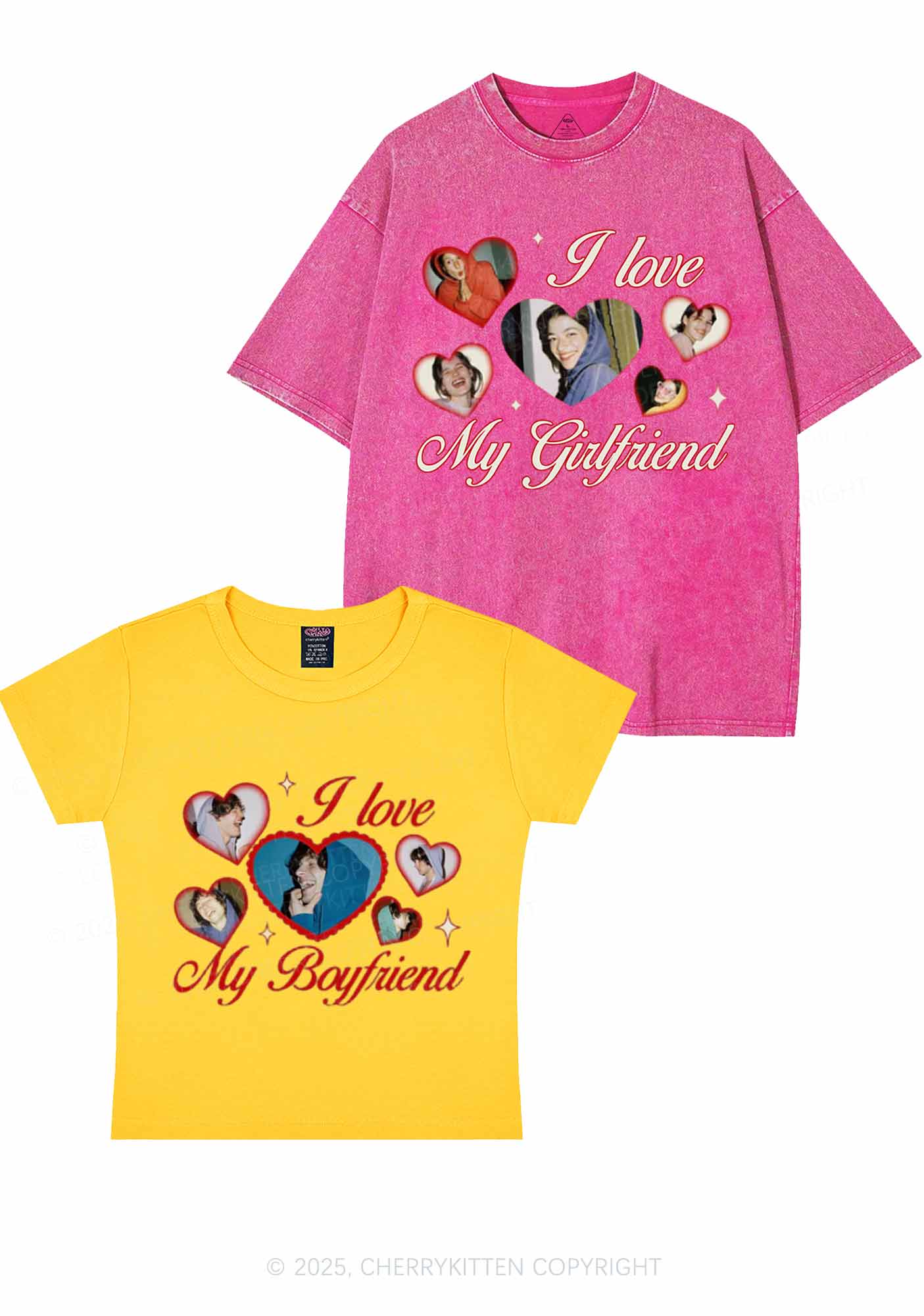 Custom Boyfriend Girlfriend Photos Y2K Valentine's Day Couple Shirt Cherrykitten - Image 3