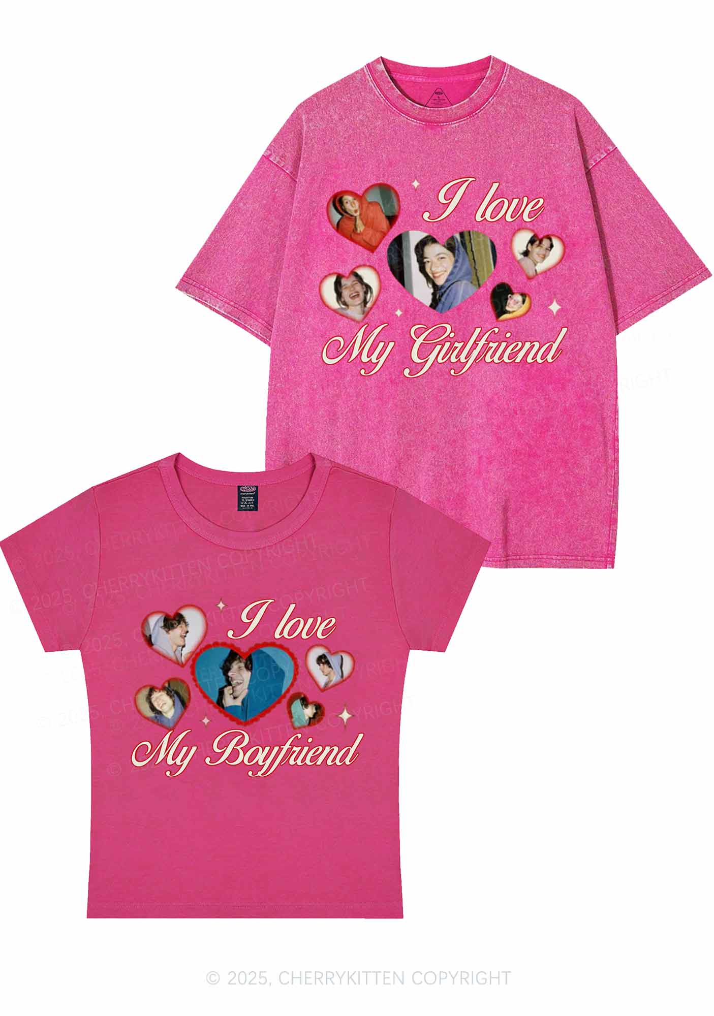 Custom Boyfriend Girlfriend Photos Y2K Valentine's Day Couple Shirt Cherrykitten - Image 5
