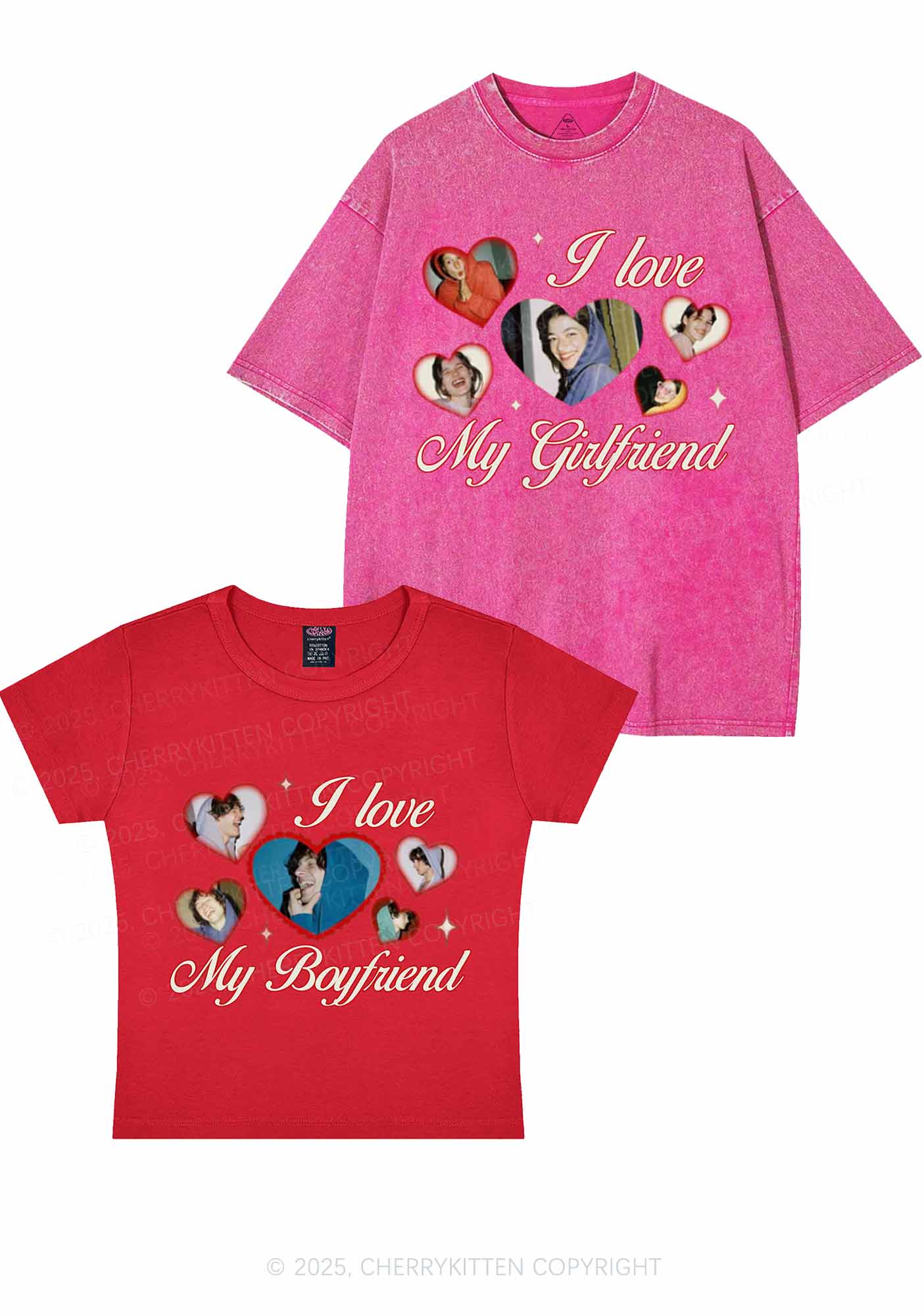 Custom Boyfriend Girlfriend Photos Y2K Valentine's Day Couple Shirt Cherrykitten - Image 7