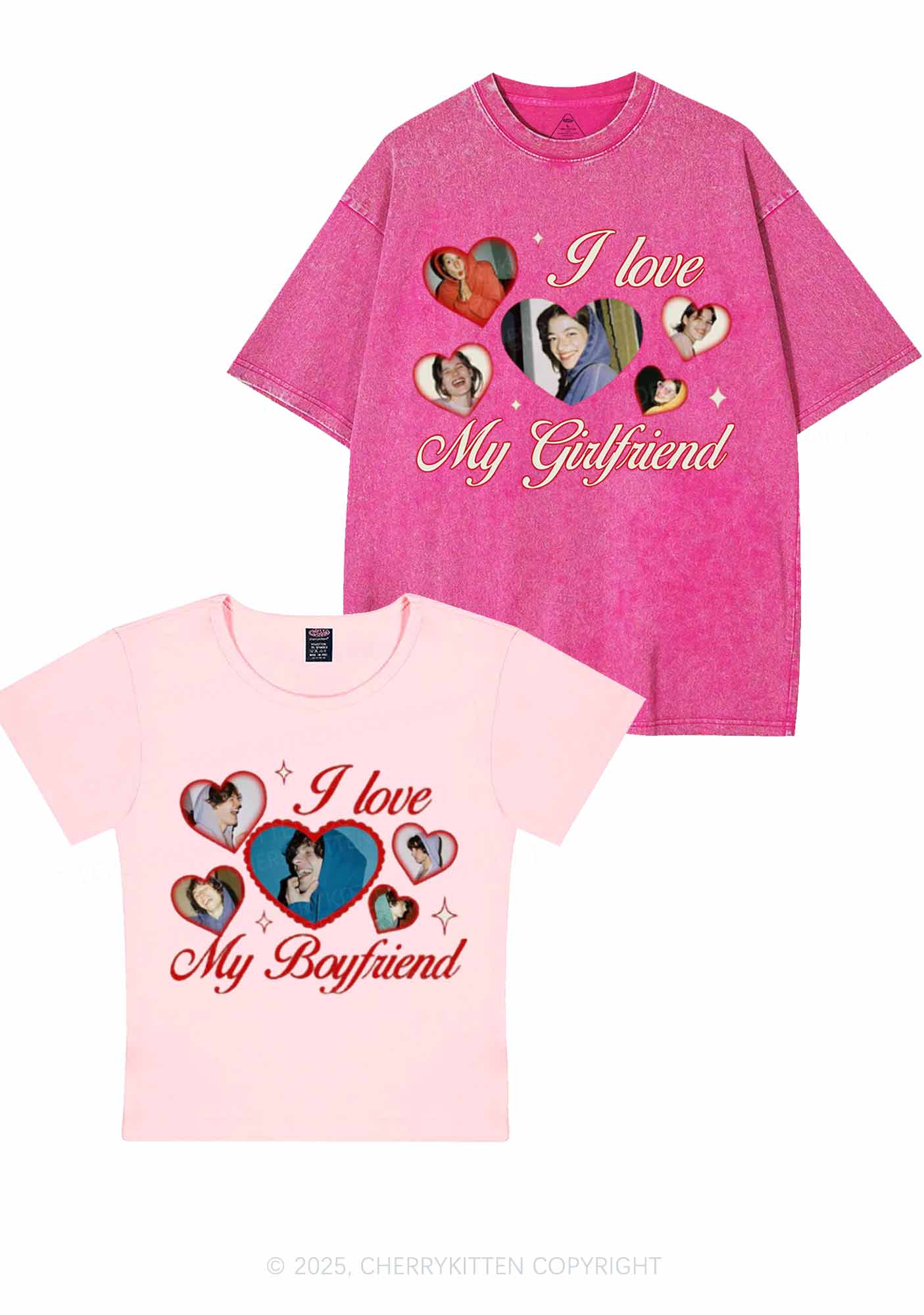 Custom Boyfriend Girlfriend Photos Y2K Valentine's Day Couple Shirt Cherrykitten - Image 9