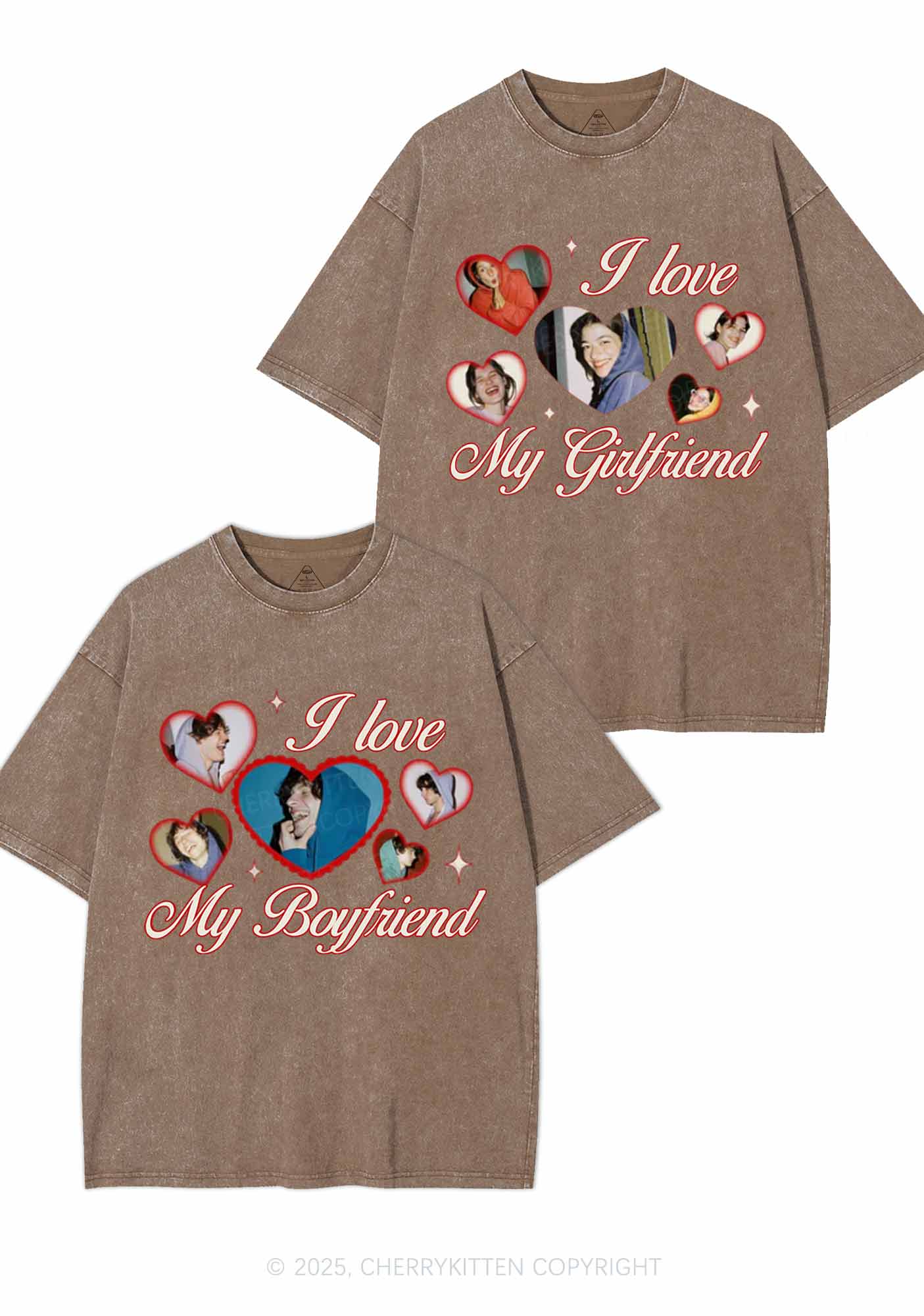 Custom Boyfriend Girlfriend Photos Y2K Valentine's Day Washed Tee Cherrykitten - Image 5