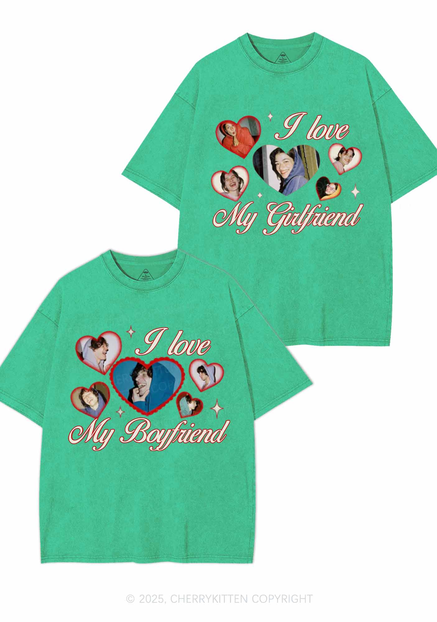Custom Boyfriend Girlfriend Photos Y2K Valentine's Day Washed Tee Cherrykitten - Image 7