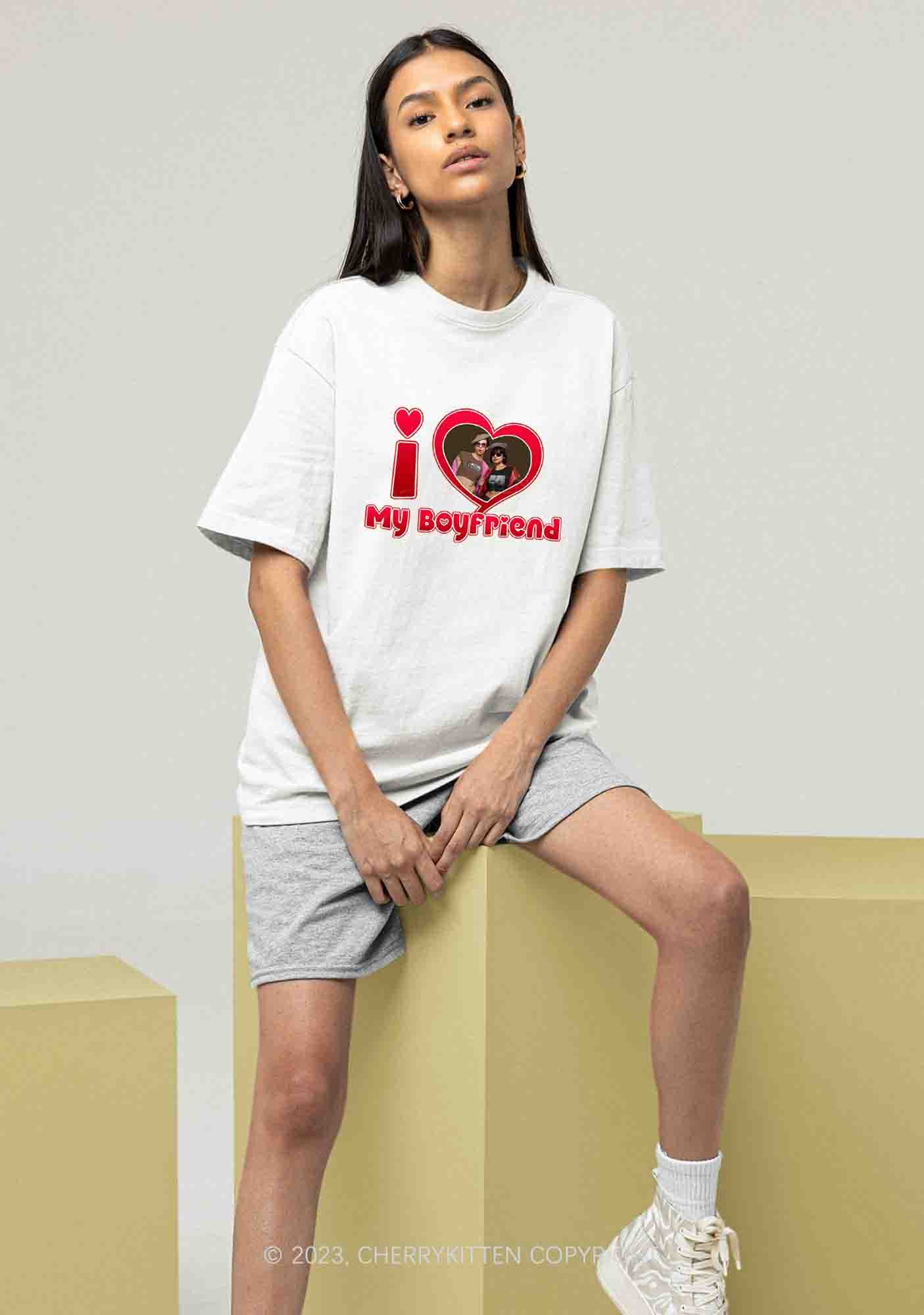 Custom Boyfriend&Girlfriend Red Heart Chunky Shirt - Image 2