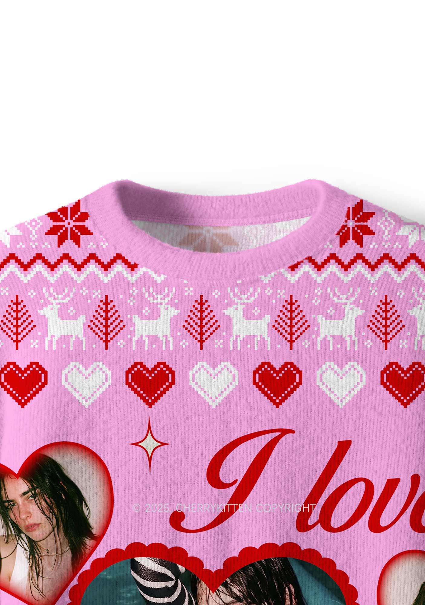 Custom Boyfriend Photos Y2K Christmas Knit Sweatshirt Cherrykitten - Image 5