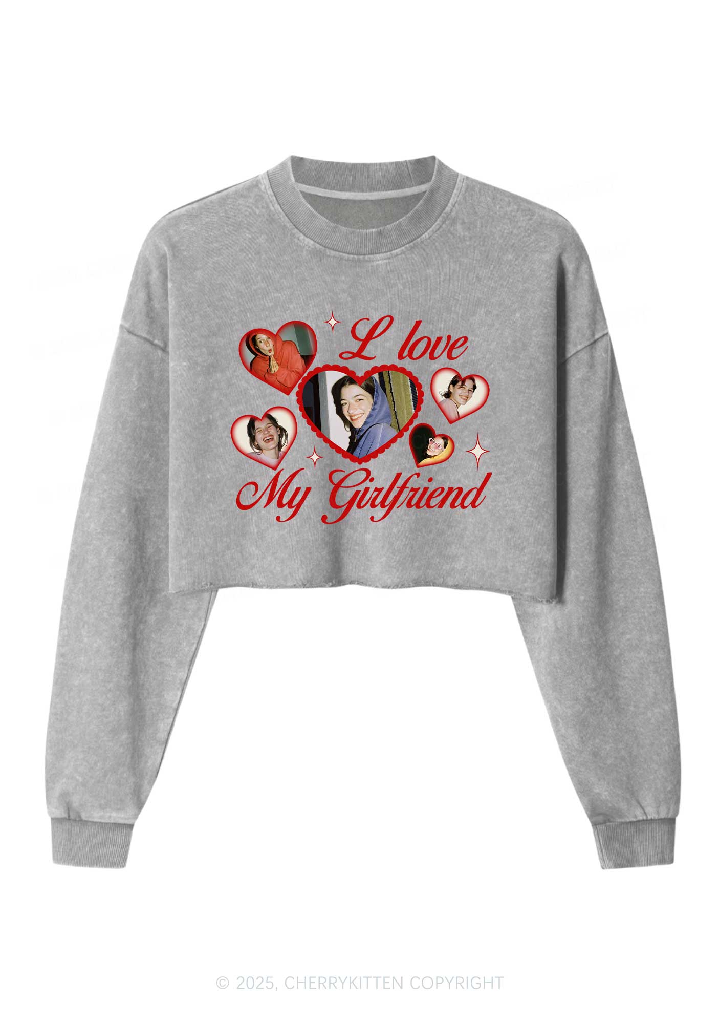 Custom Boyfriend Photos Y2K Crop Washed Sweatshirts Cherrykitten - Image 5