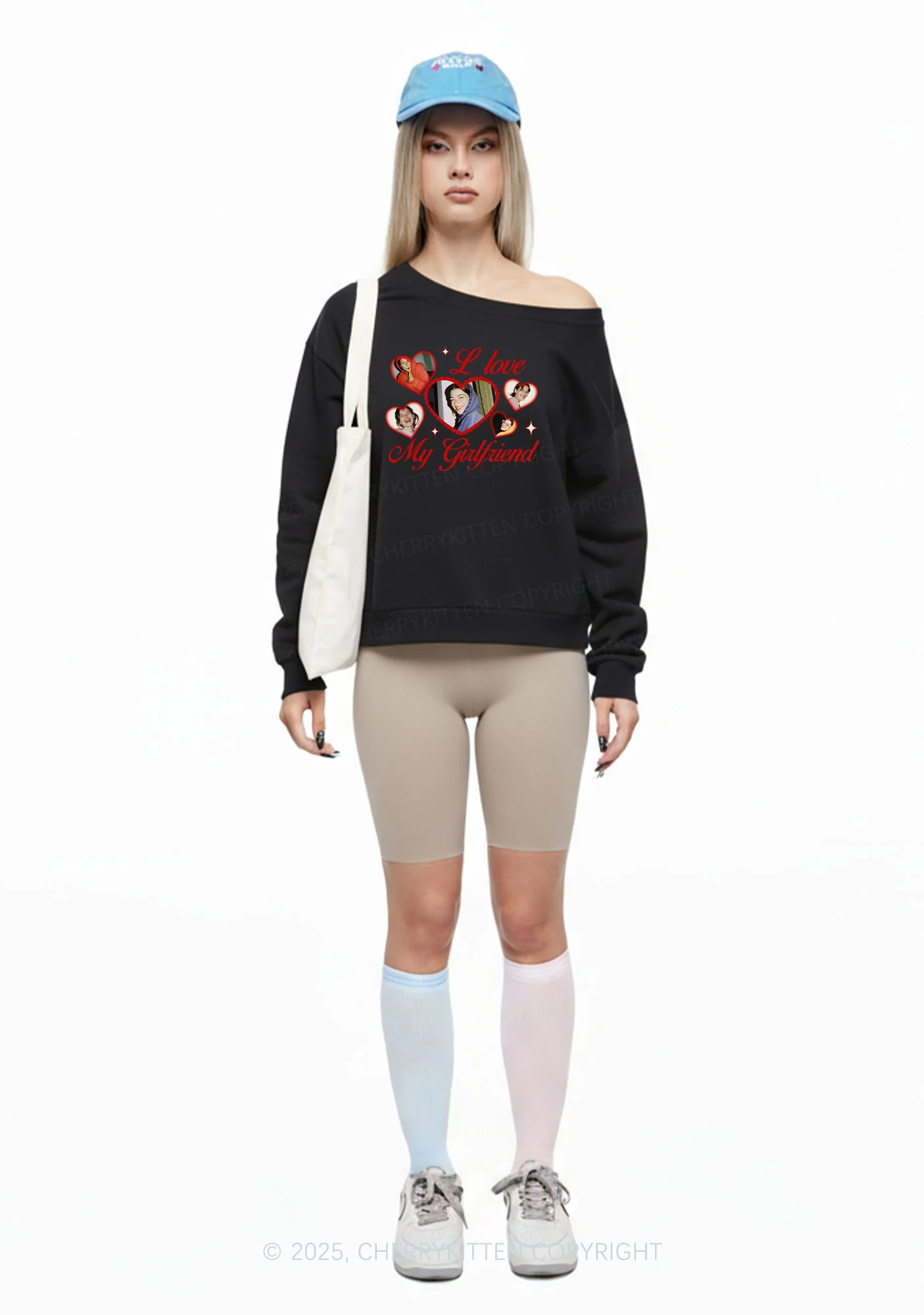 Custom Boyfriend Photos Y2K Off Shoulder Sweatshirts Cherrykitten - Image 2