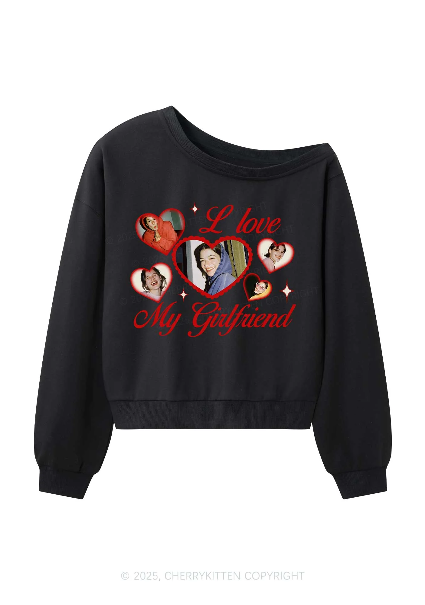 Custom Boyfriend Photos Y2K Off Shoulder Sweatshirts Cherrykitten - Image 3