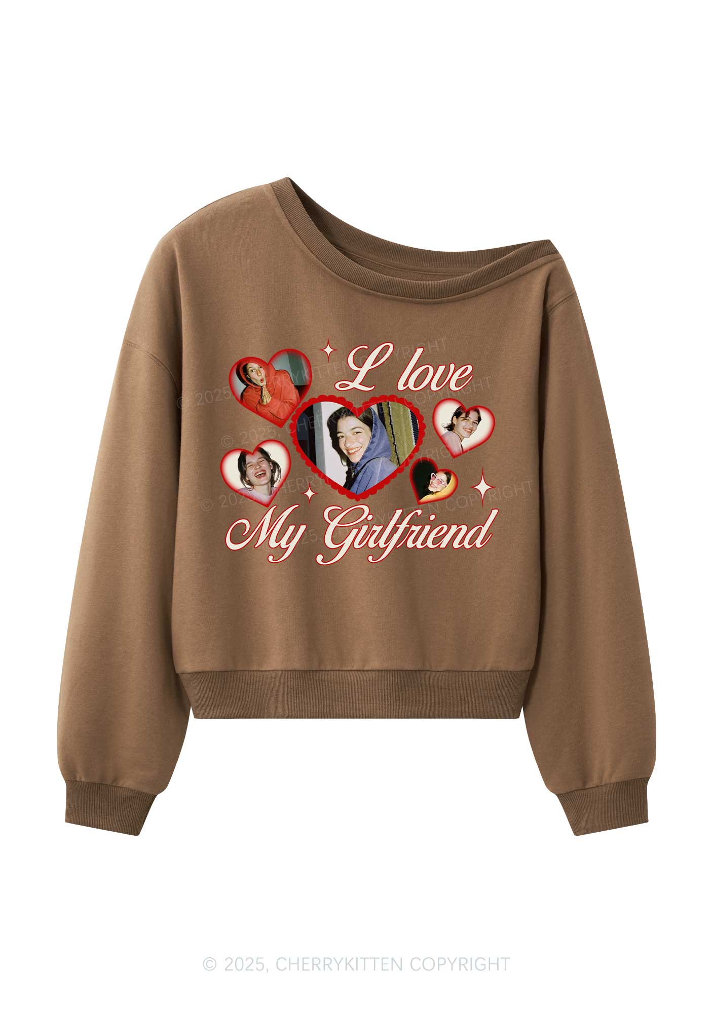 Custom Boyfriend Photos Y2K Off Shoulder Sweatshirts Cherrykitten - Image 4