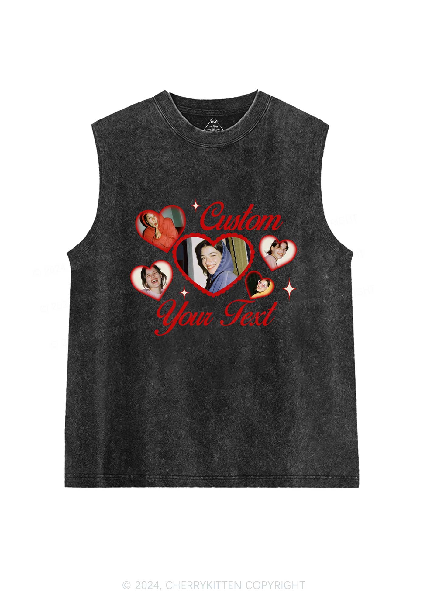 Custom Boyfriend Photos Y2K Valentine's Day Washed Tank Cherrykitten - Image 4