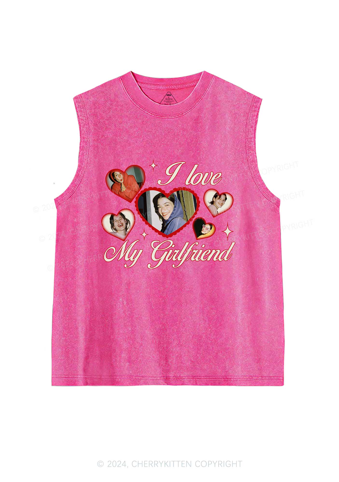 Custom Boyfriend Photos Y2K Valentine's Day Washed Tank Cherrykitten - Image 5