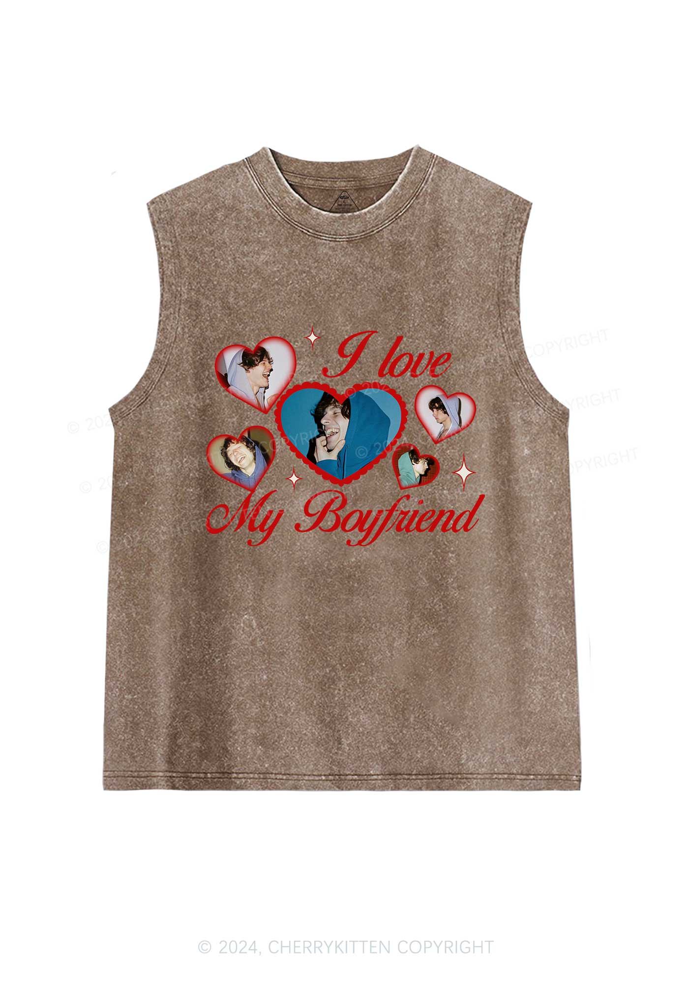Custom Boyfriend Photos Y2K Valentine's Day Washed Tank Cherrykitten - Image 6