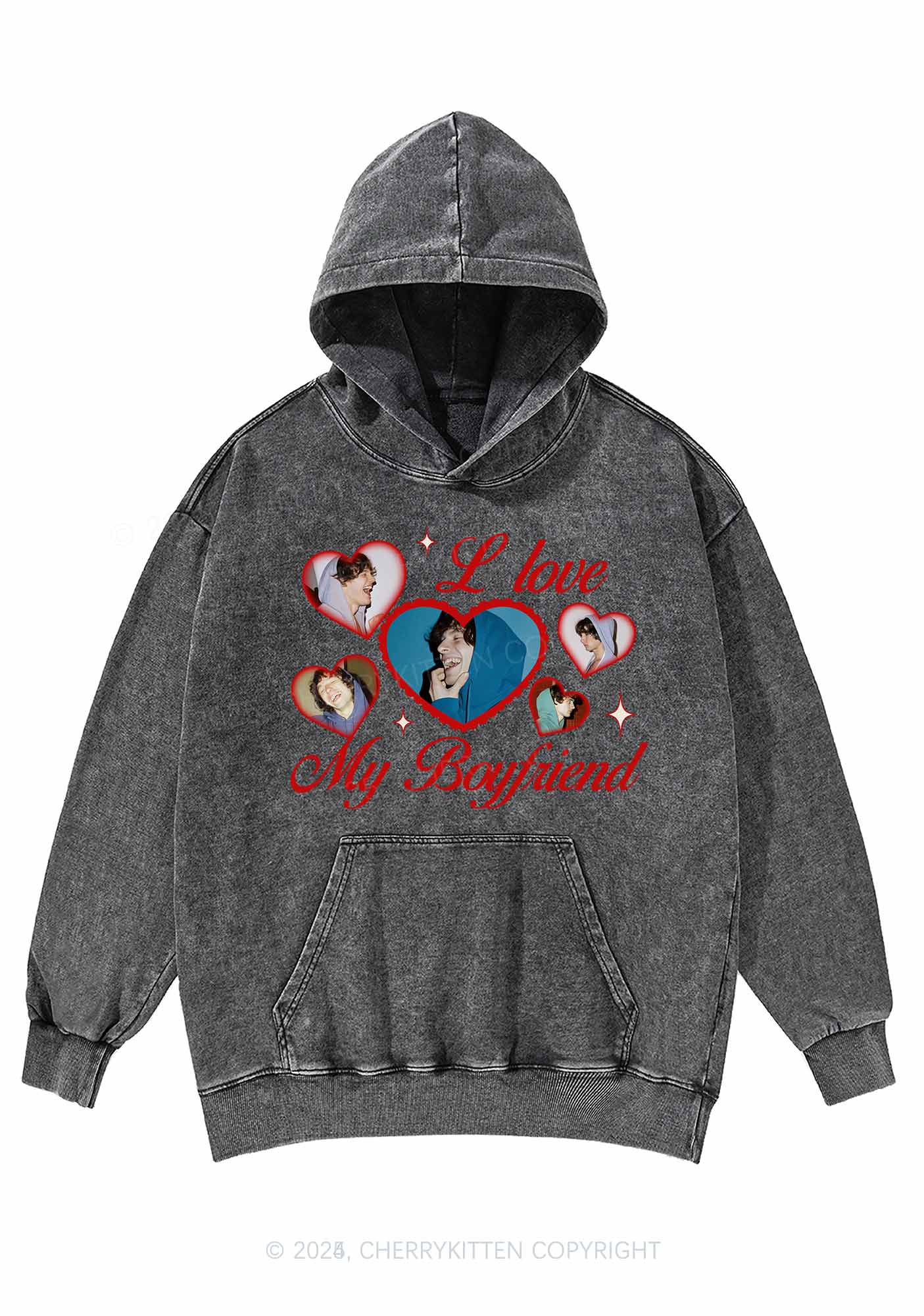 Custom Boyfriend Photos Y2K Washed Hoodie Cherrykitten - Image 4
