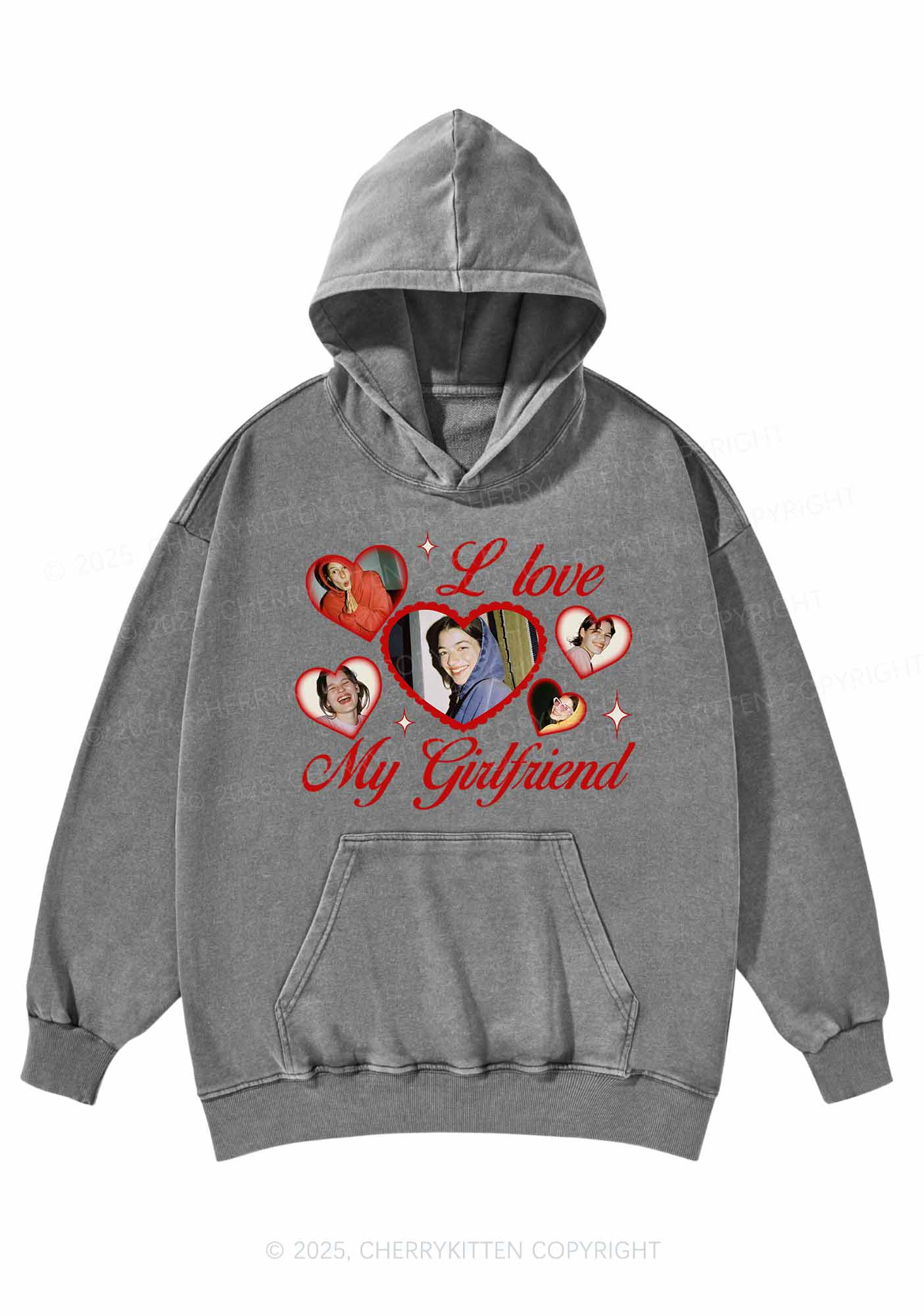 Custom Boyfriend Photos Y2K Washed Hoodie Cherrykitten - Image 6