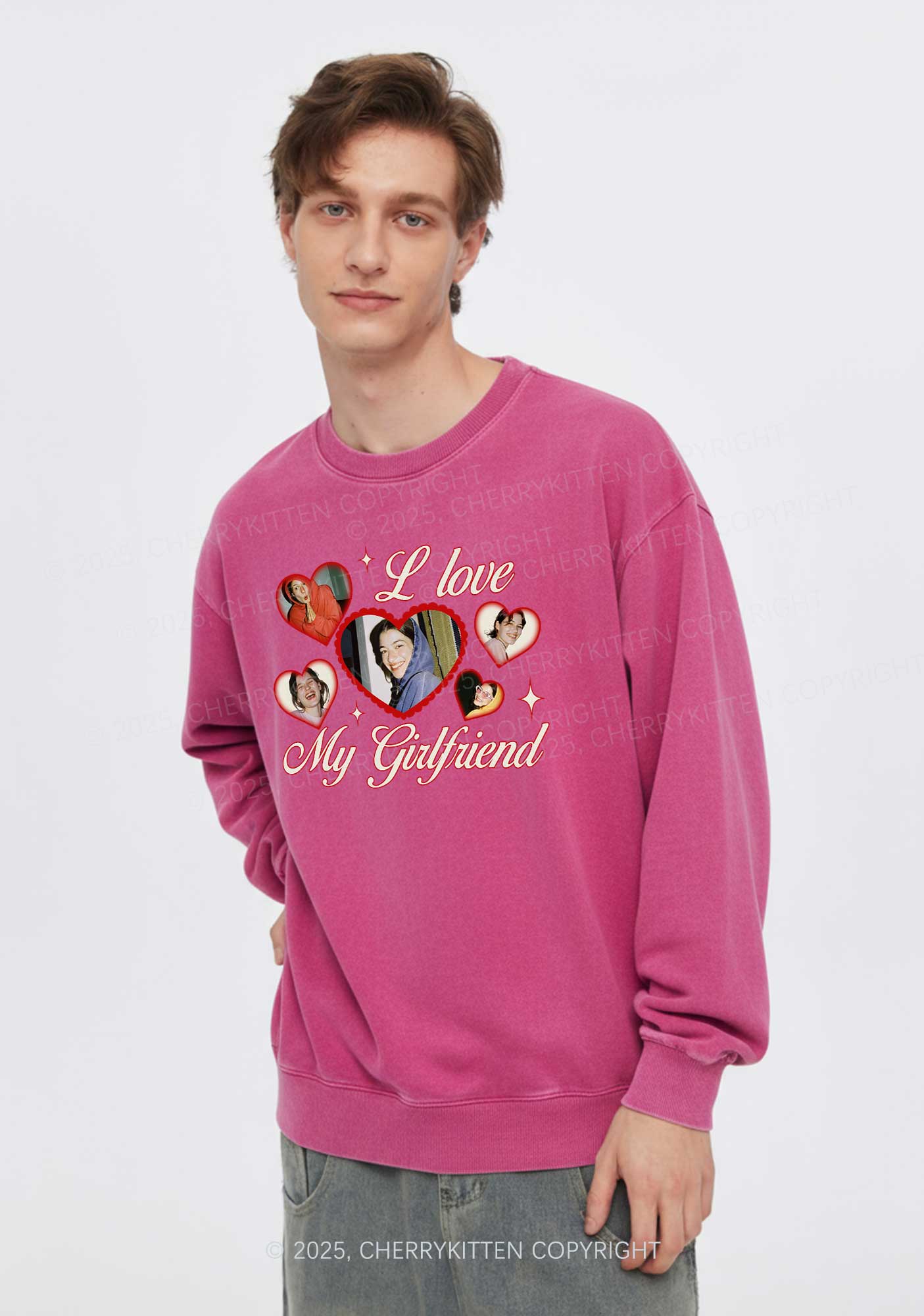Custom Boyfriend Photos Y2K Washed Sweatshirts Cherrykitten - Image 3