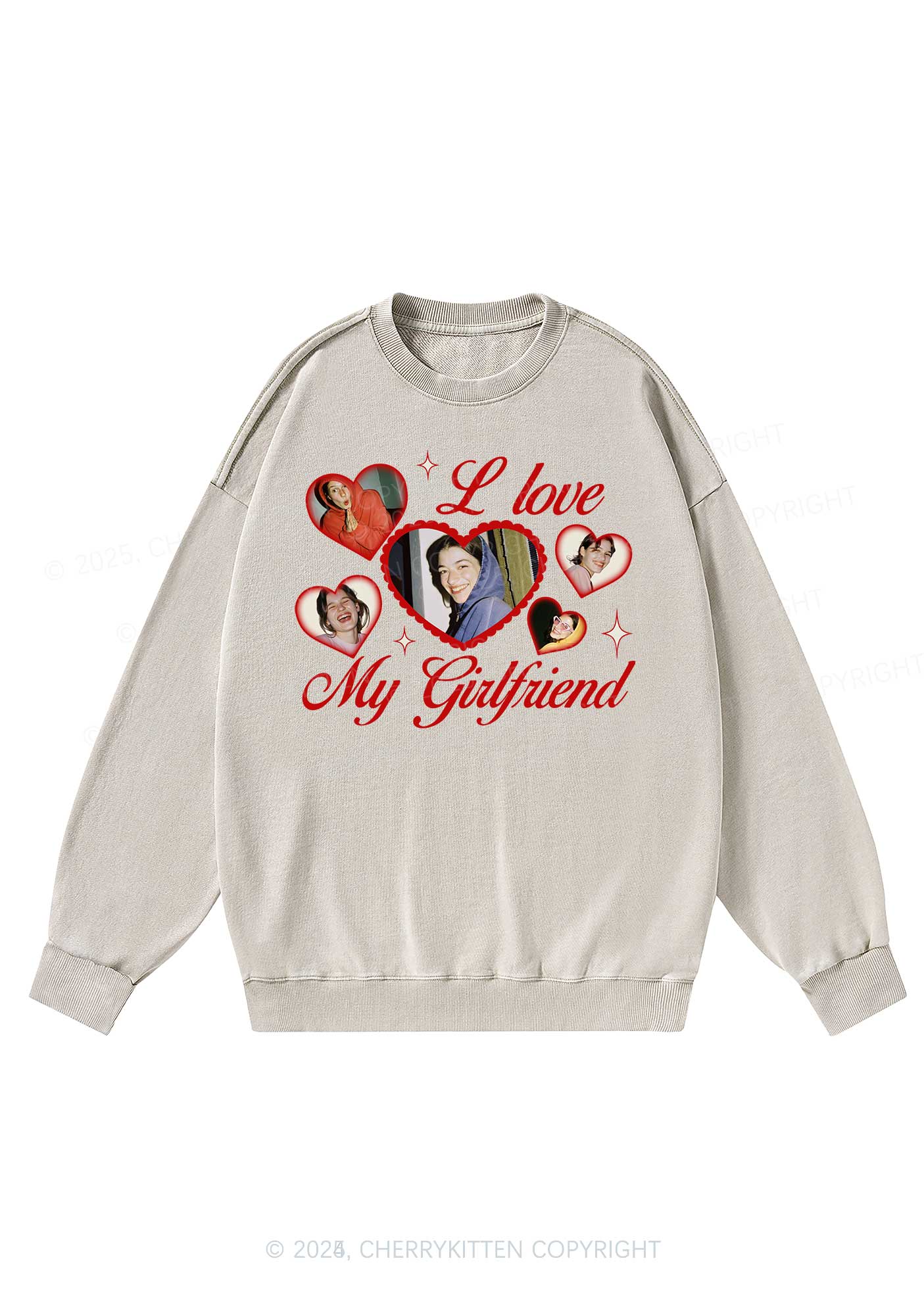 Custom Boyfriend Photos Y2K Washed Sweatshirts Cherrykitten - Image 4