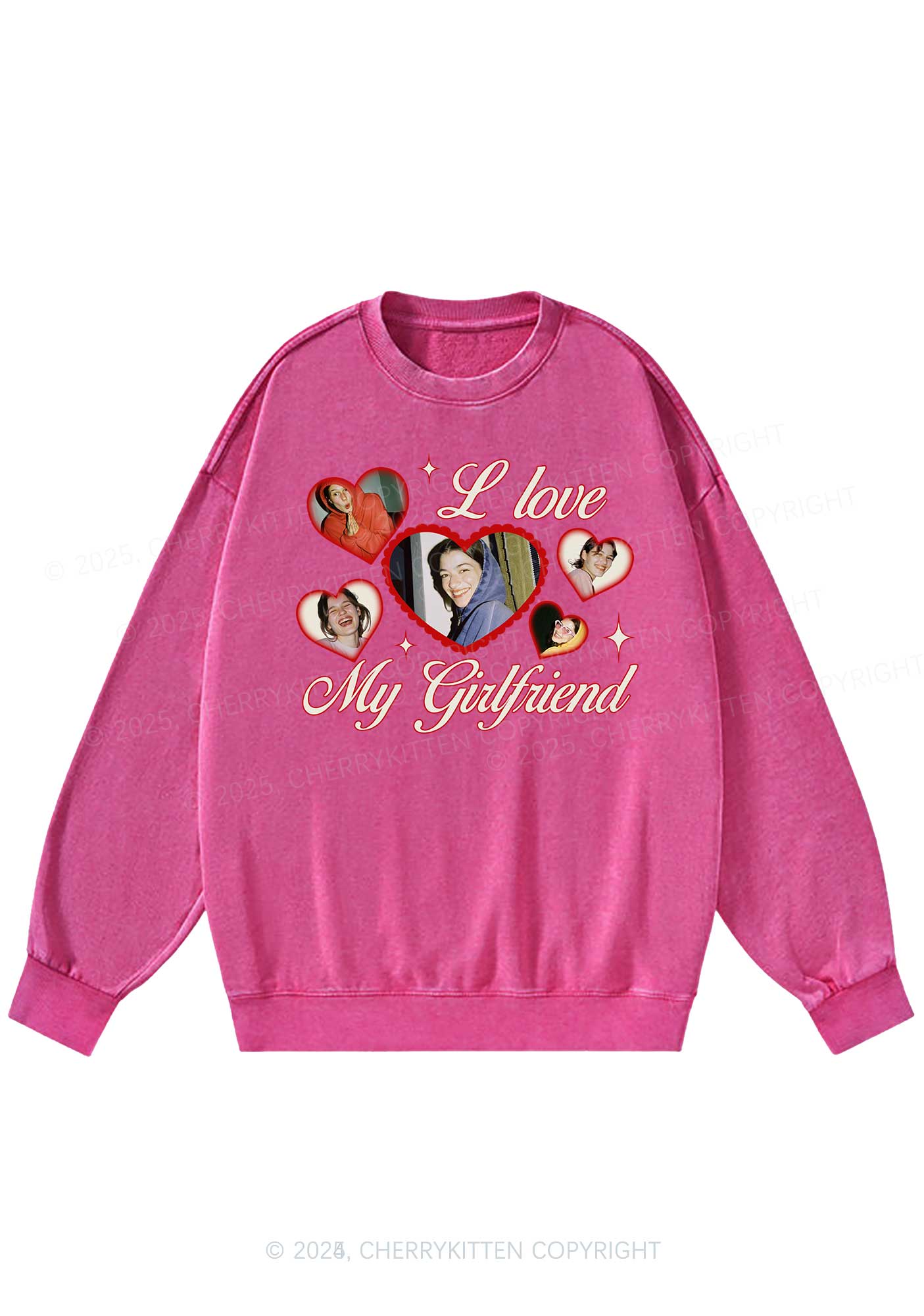 Custom Boyfriend Photos Y2K Washed Sweatshirts Cherrykitten - Image 5
