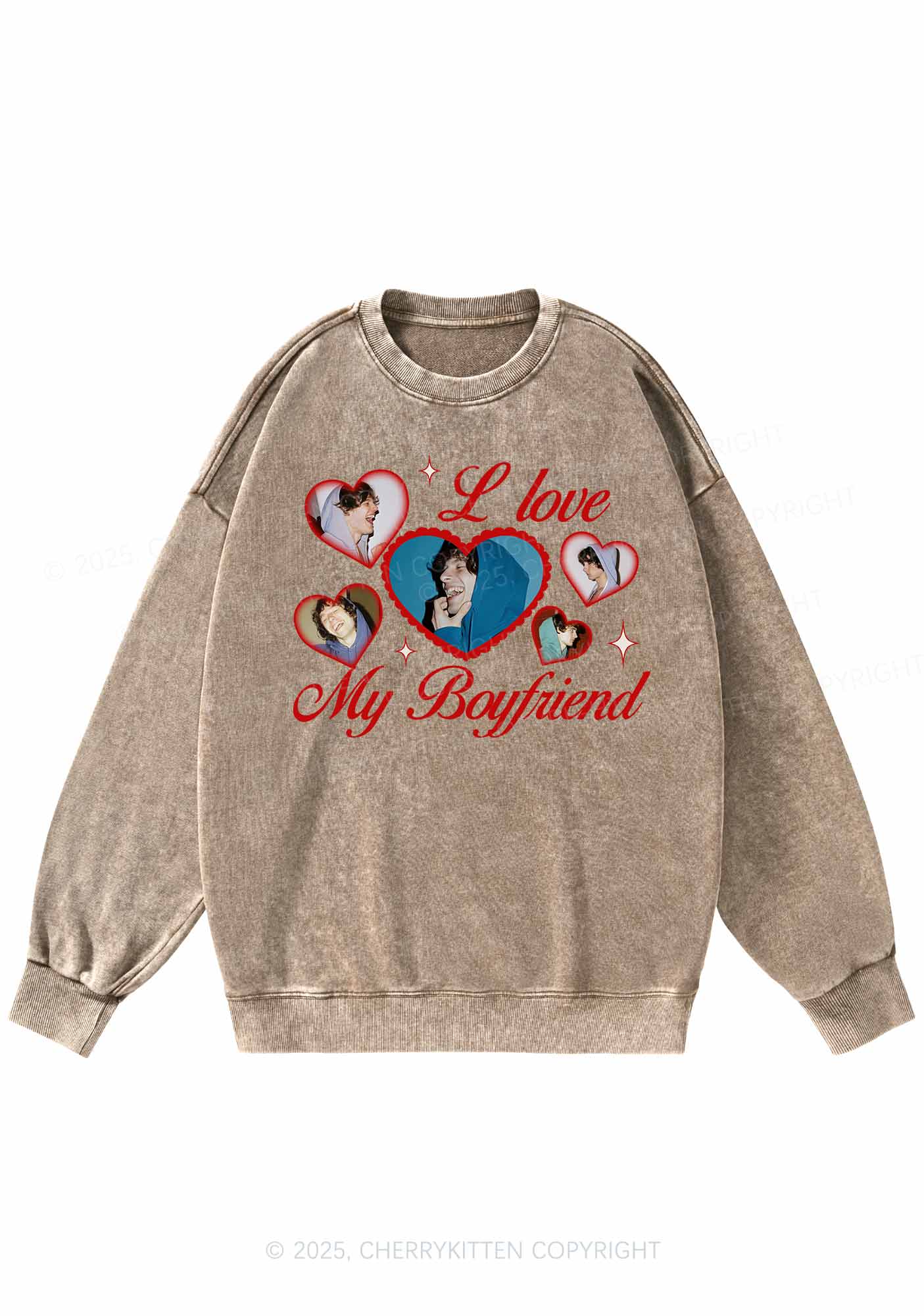 Custom Boyfriend Photos Y2K Washed Sweatshirts Cherrykitten - Image 6