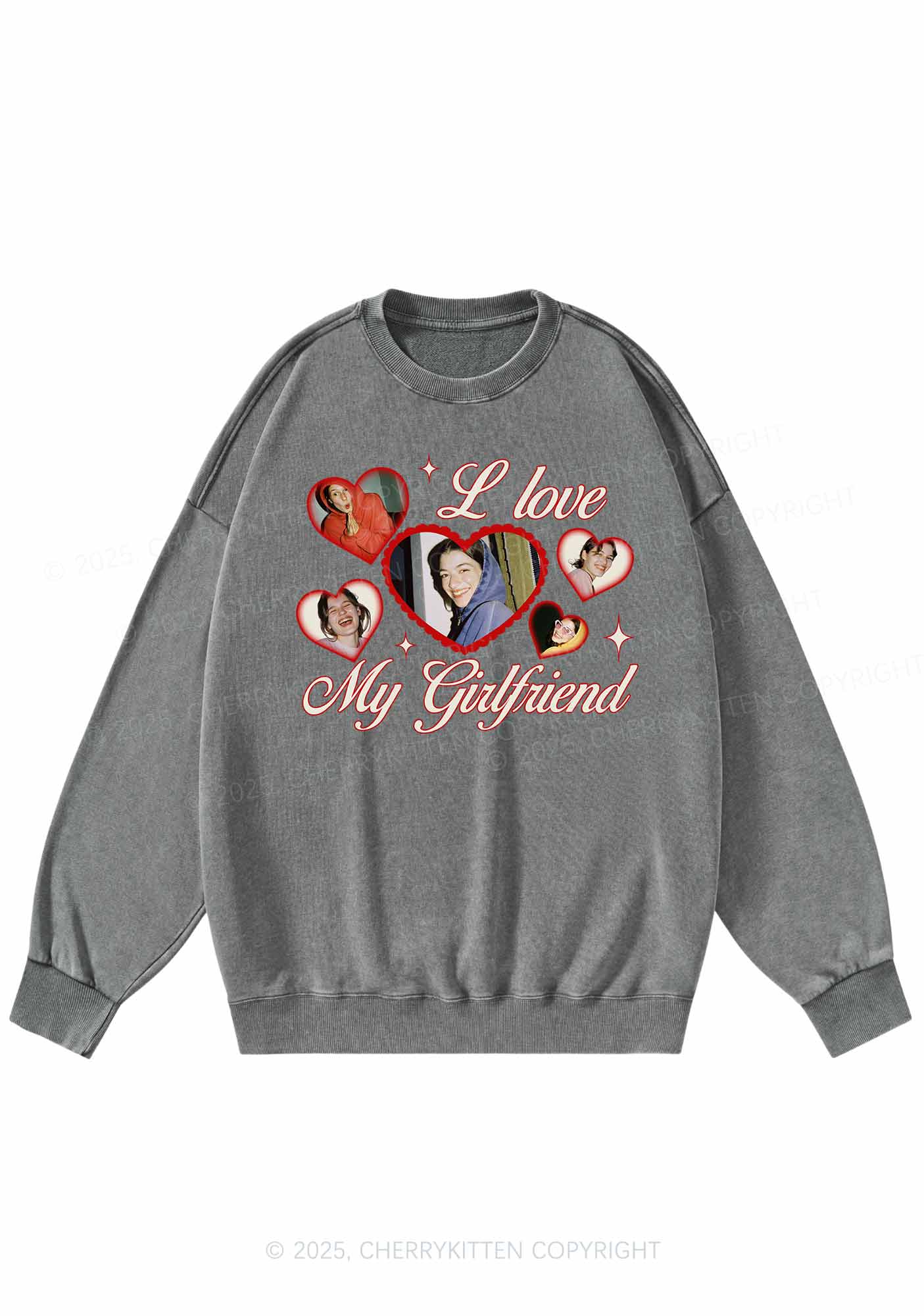 Custom Boyfriend Photos Y2K Washed Sweatshirts Cherrykitten - Image 7
