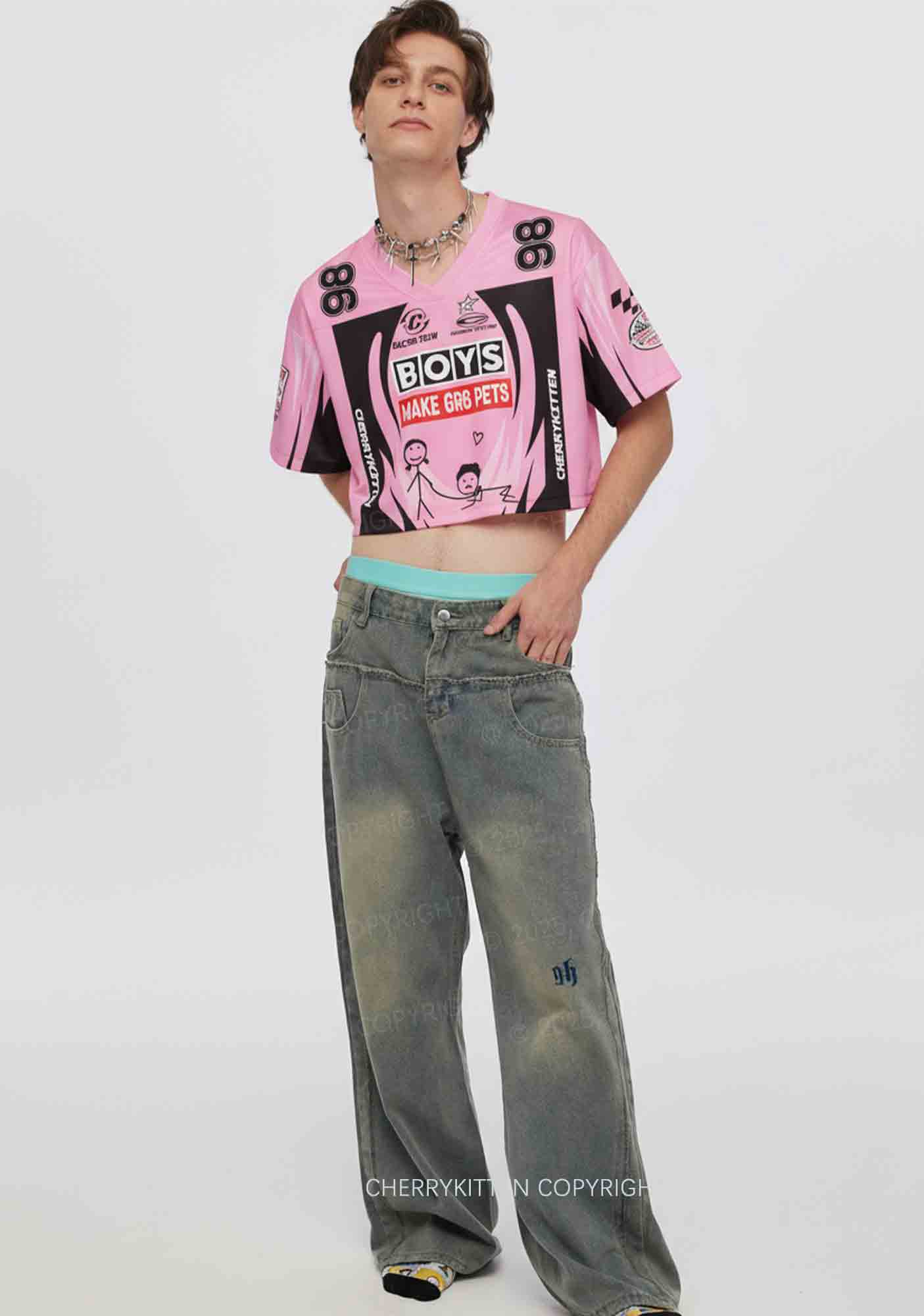 Custom Boys Make Gr8 Pets Y2K Crop Sport Jersey Shirts Cherrykitten - Image 2