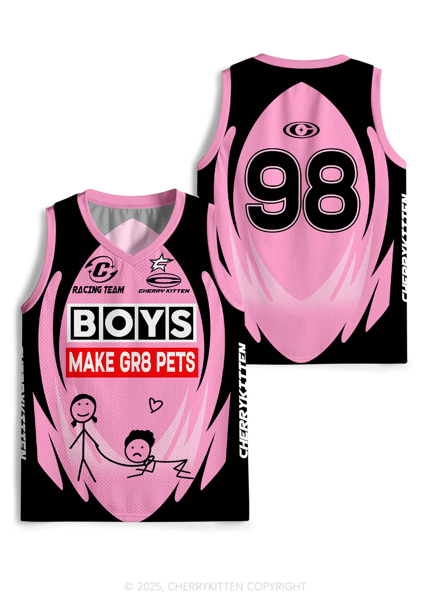 Custom Boys Make Gr8 Pets Y2K Sport Jersey Tank Cherrykitten - Image 3