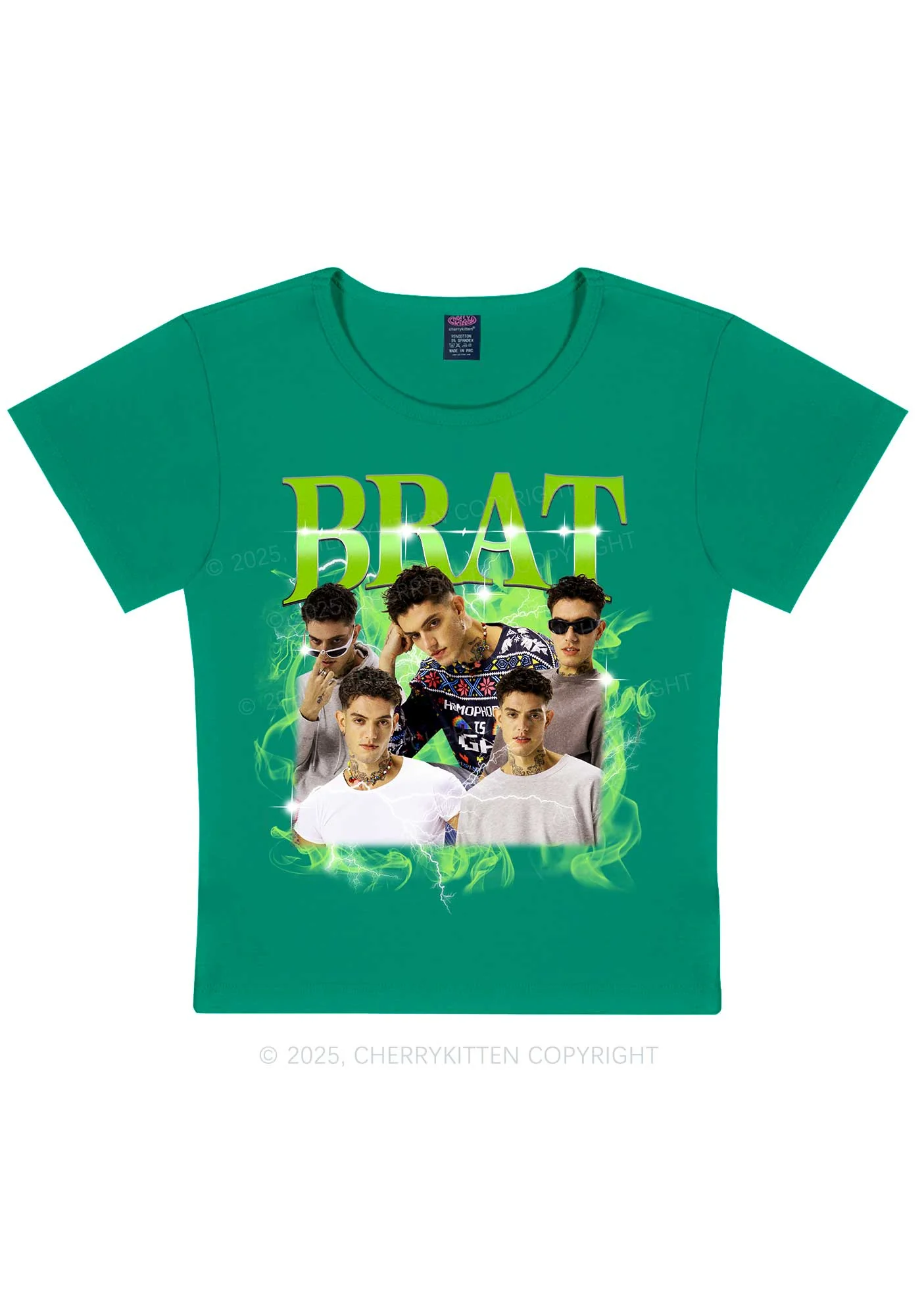 Custom Brat Portrait Y2K Baby Tee Cherrykitten - Image 10
