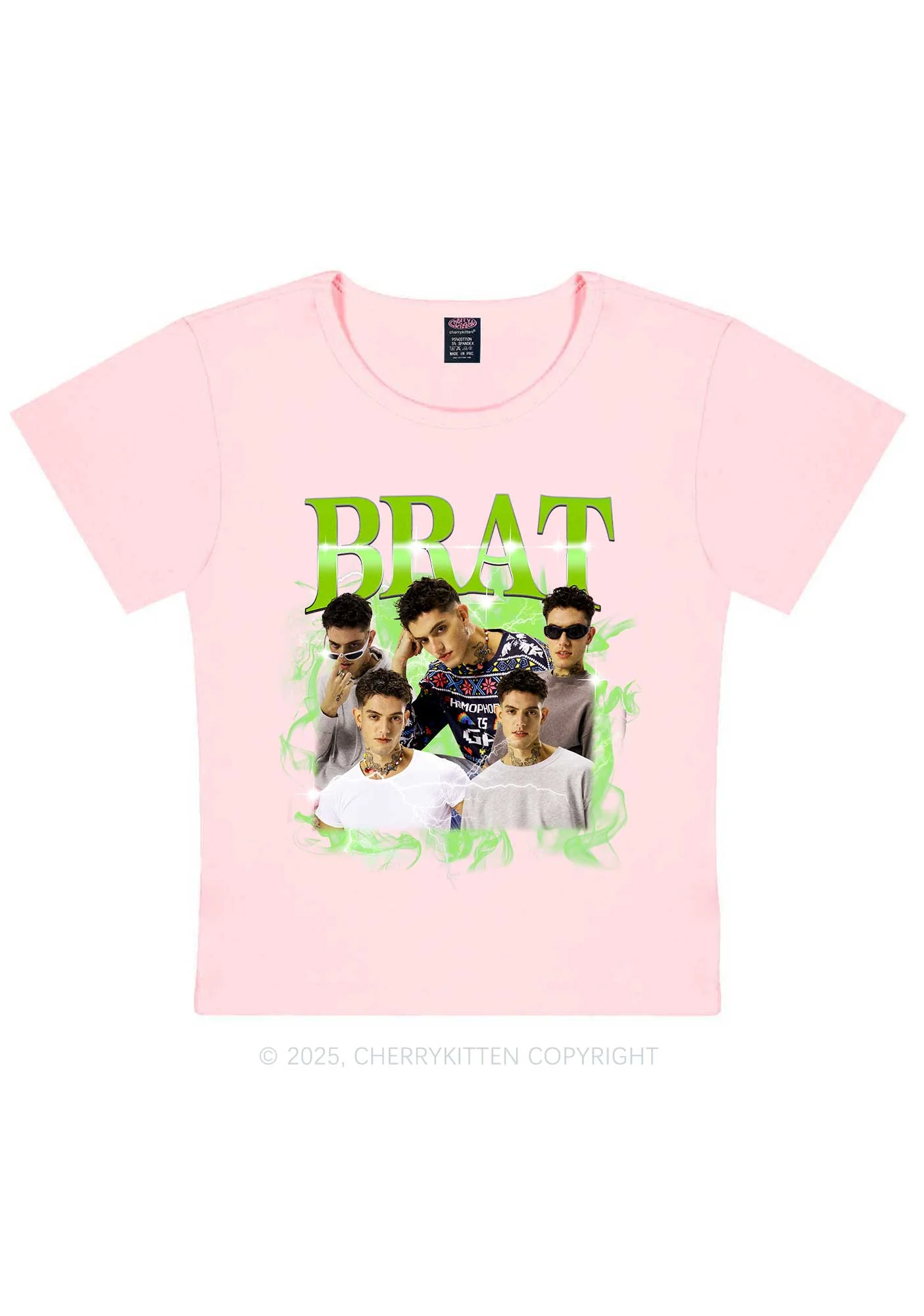 Custom Brat Portrait Y2K Baby Tee Cherrykitten - Image 11