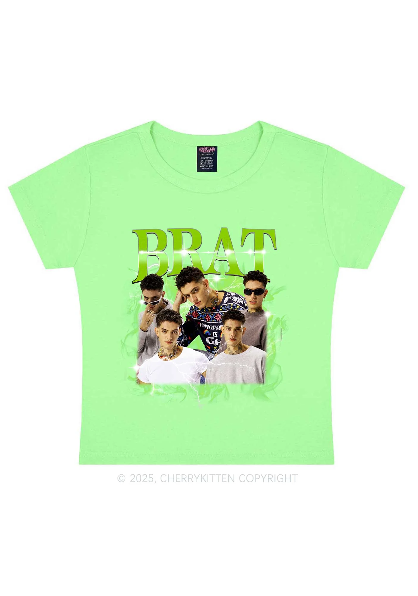 Custom Brat Portrait Y2K Baby Tee Cherrykitten - Image 12