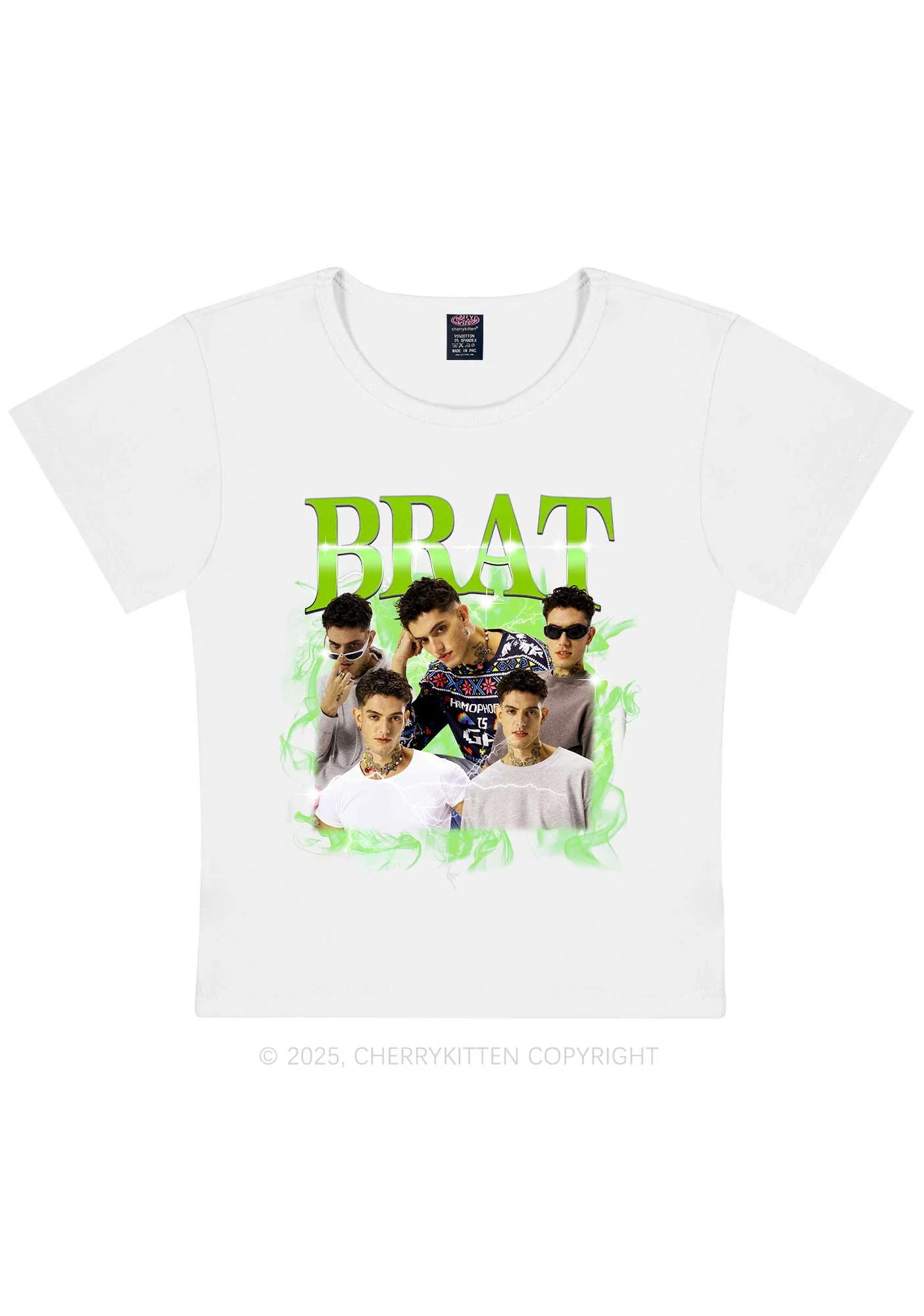 Custom Brat Portrait Y2K Baby Tee Cherrykitten - Image 3