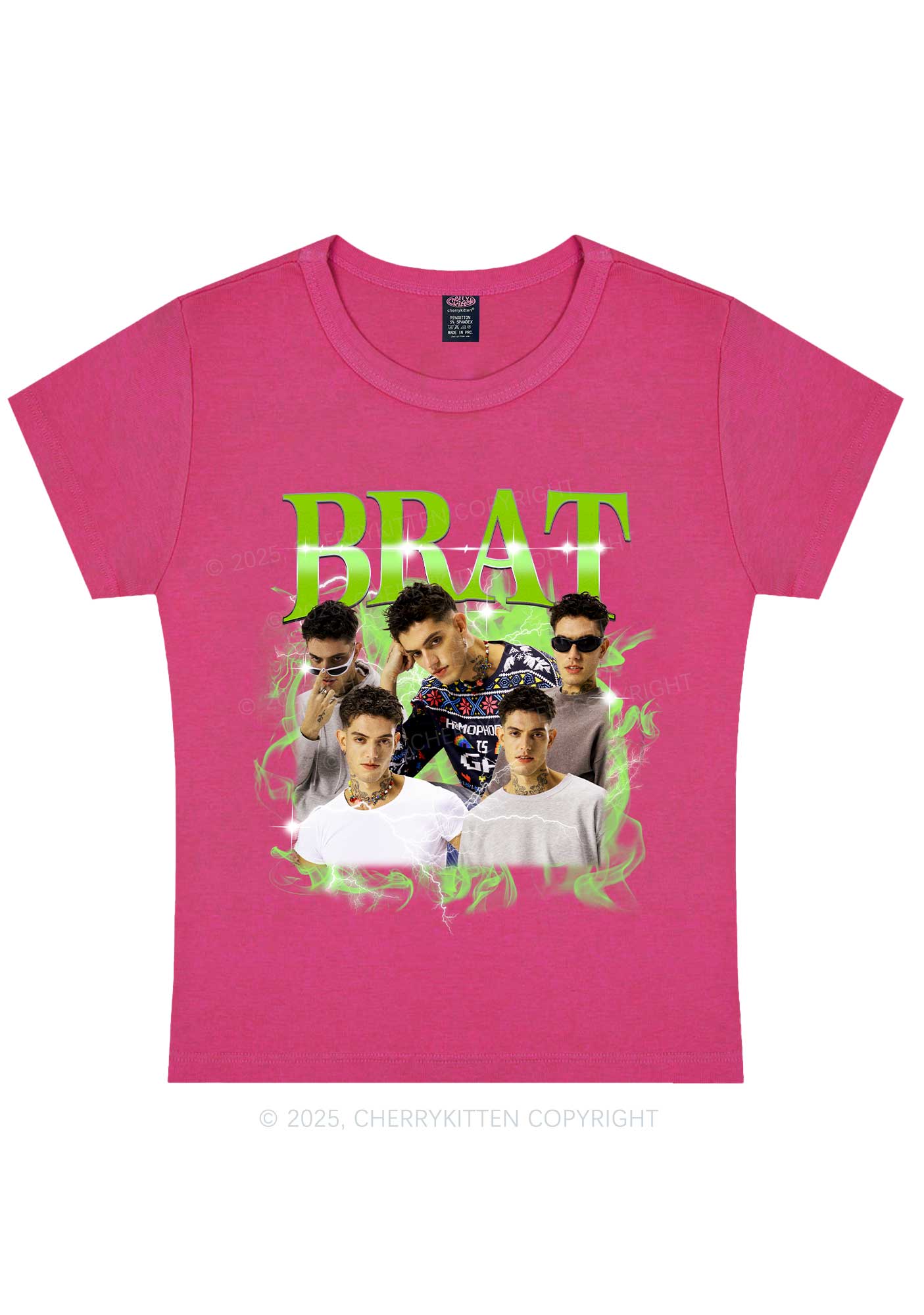 Custom Brat Portrait Y2K Baby Tee Cherrykitten - Image 4