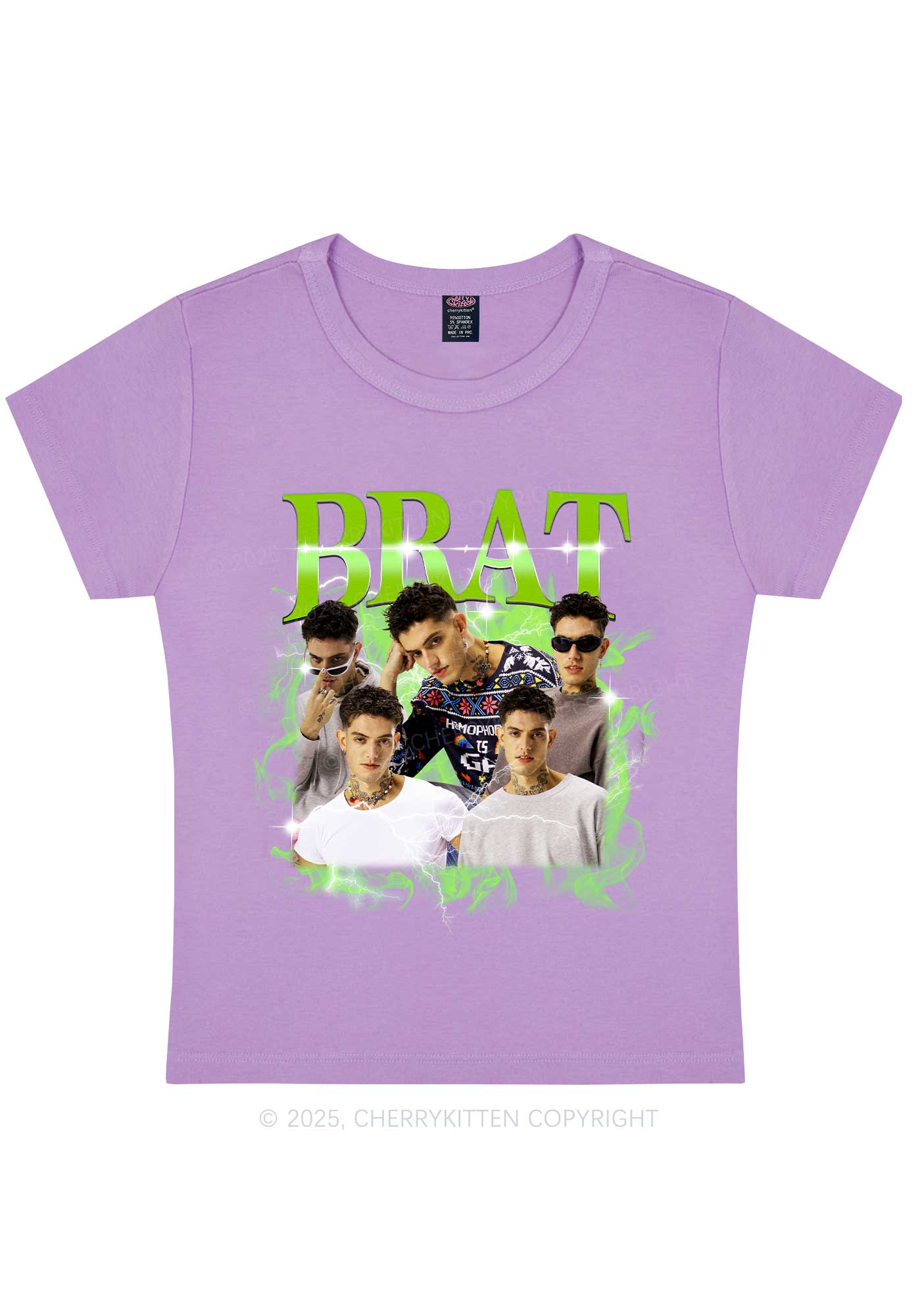 Custom Brat Portrait Y2K Baby Tee Cherrykitten - Image 5