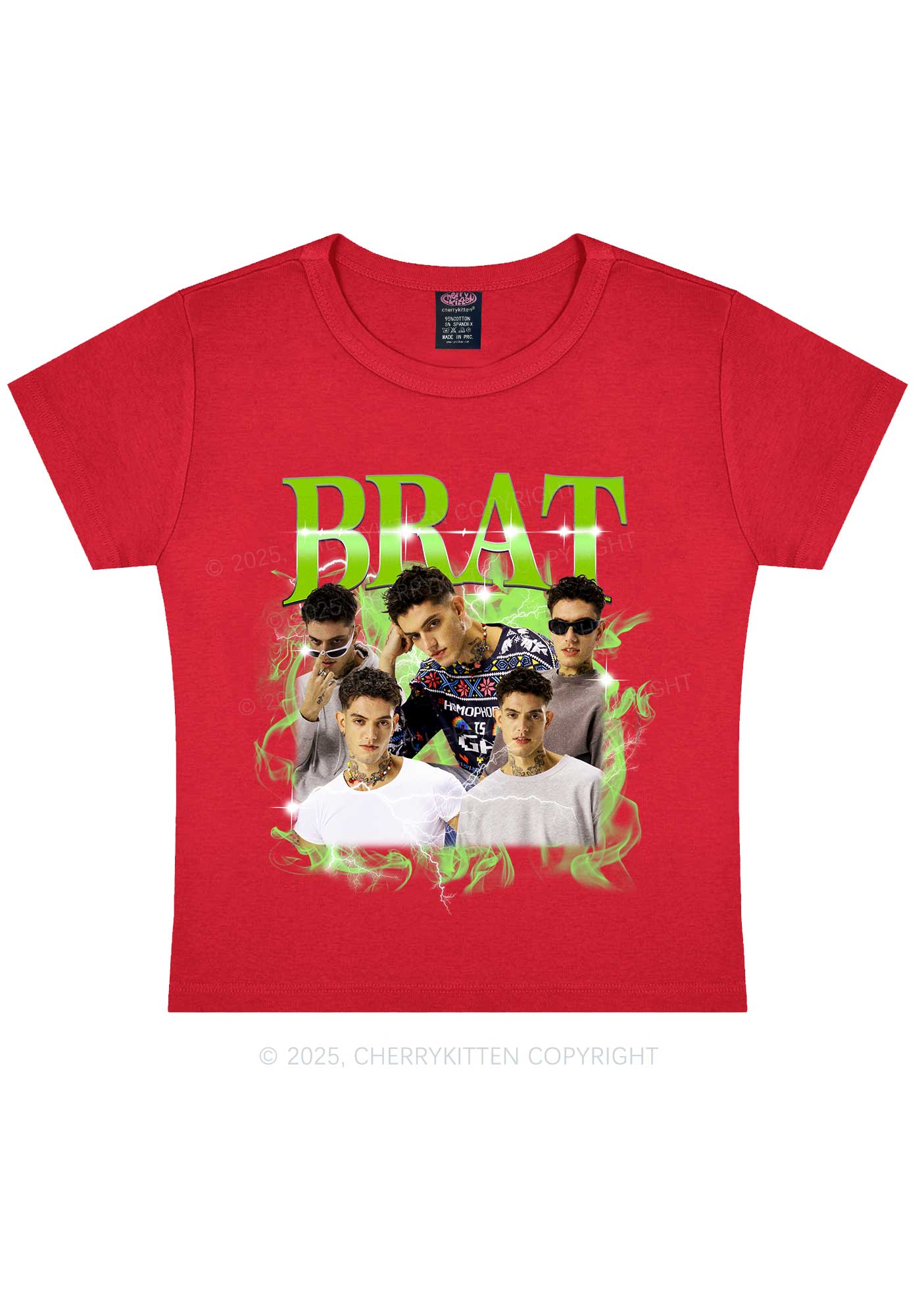Custom Brat Portrait Y2K Baby Tee Cherrykitten - Image 6